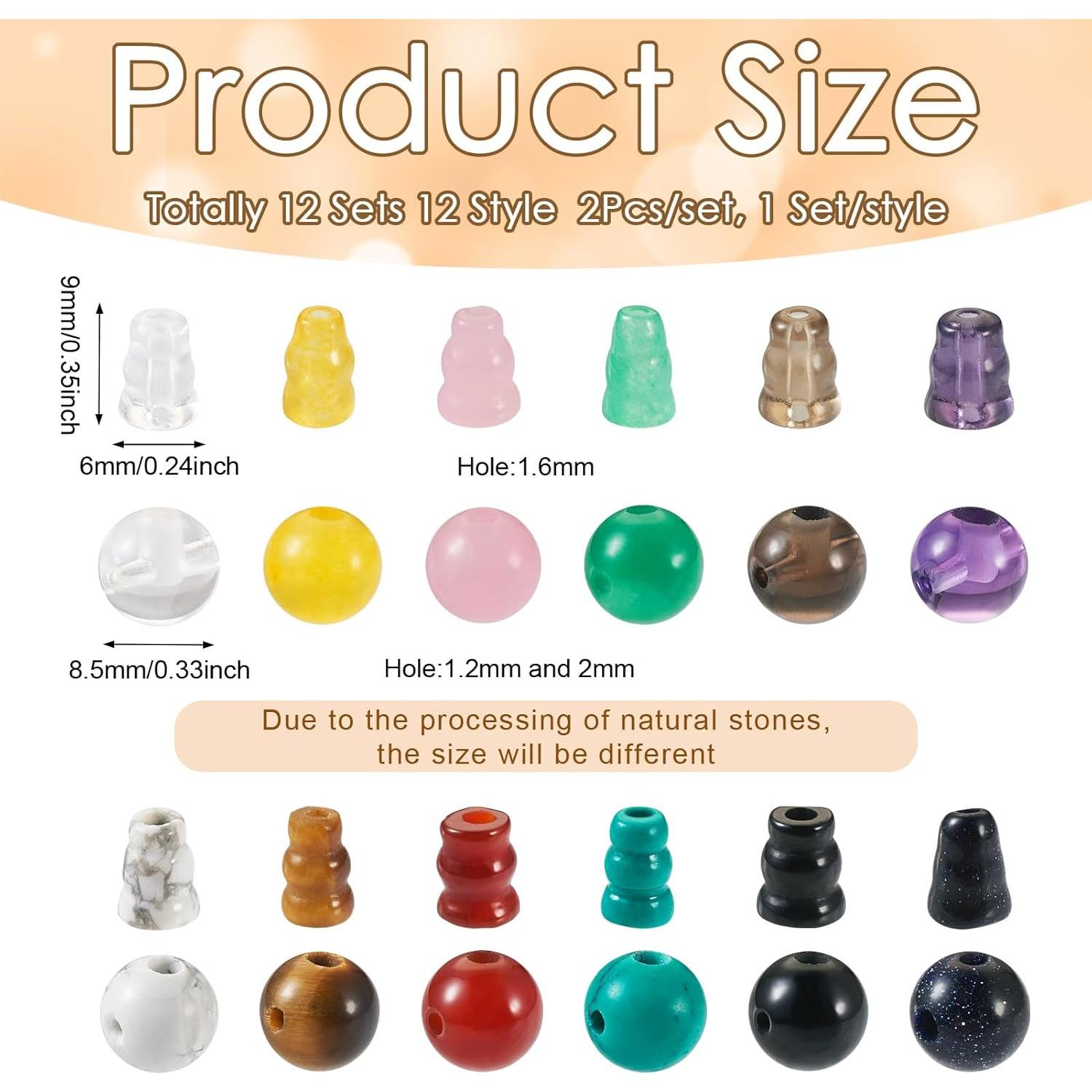 Cuentas Guru de 3 Agujeros Craftdady - 12 Estilos de Piedras Preciosas