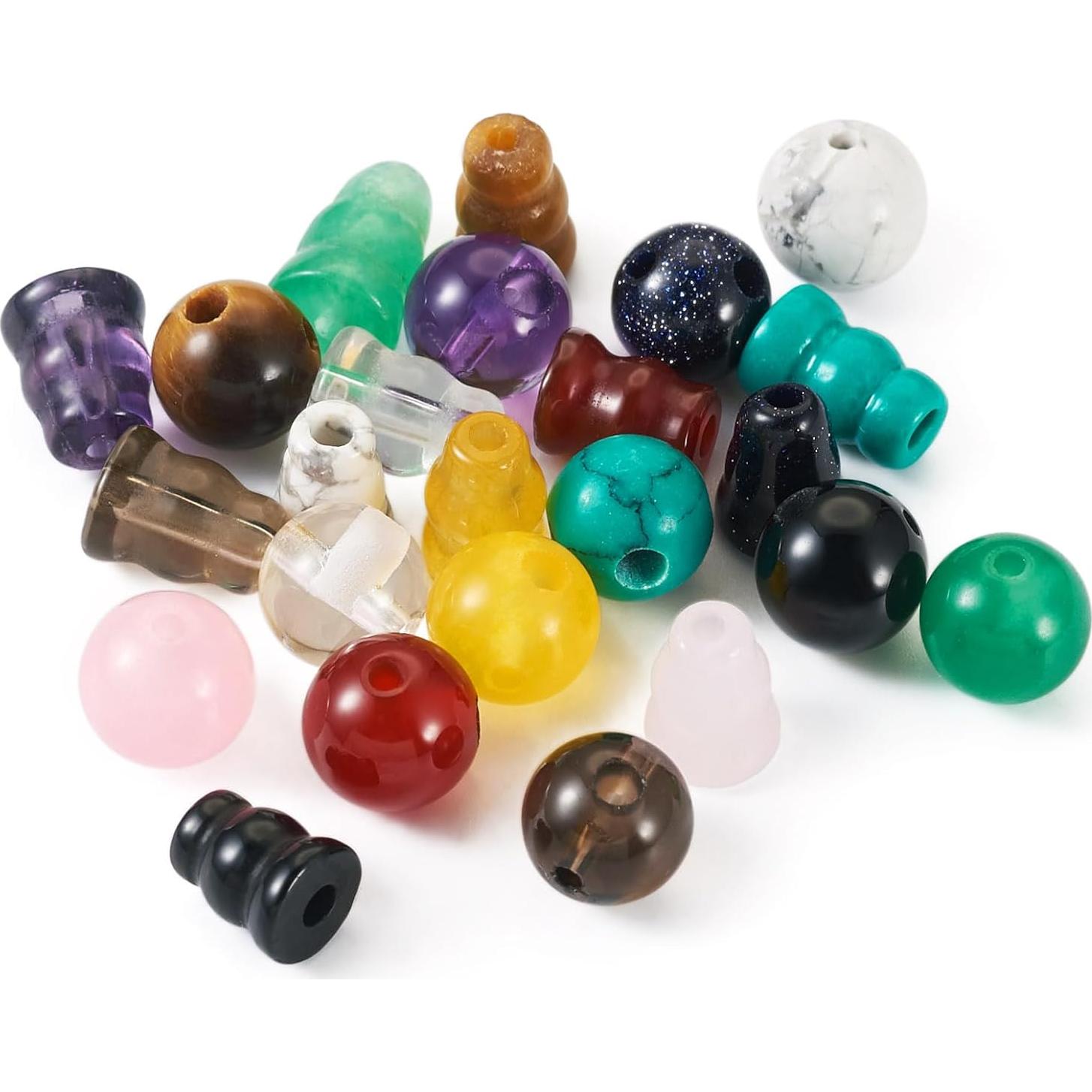 Cuentas Guru de 3 Agujeros Craftdady - 12 Estilos de Piedras Preciosas