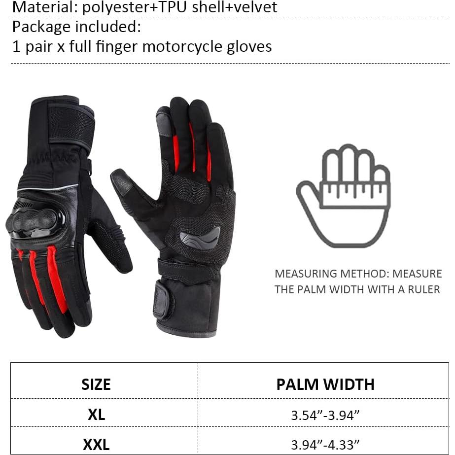 Guantes de Invierno OLizee Impermeables Ajustables para Motocicleta