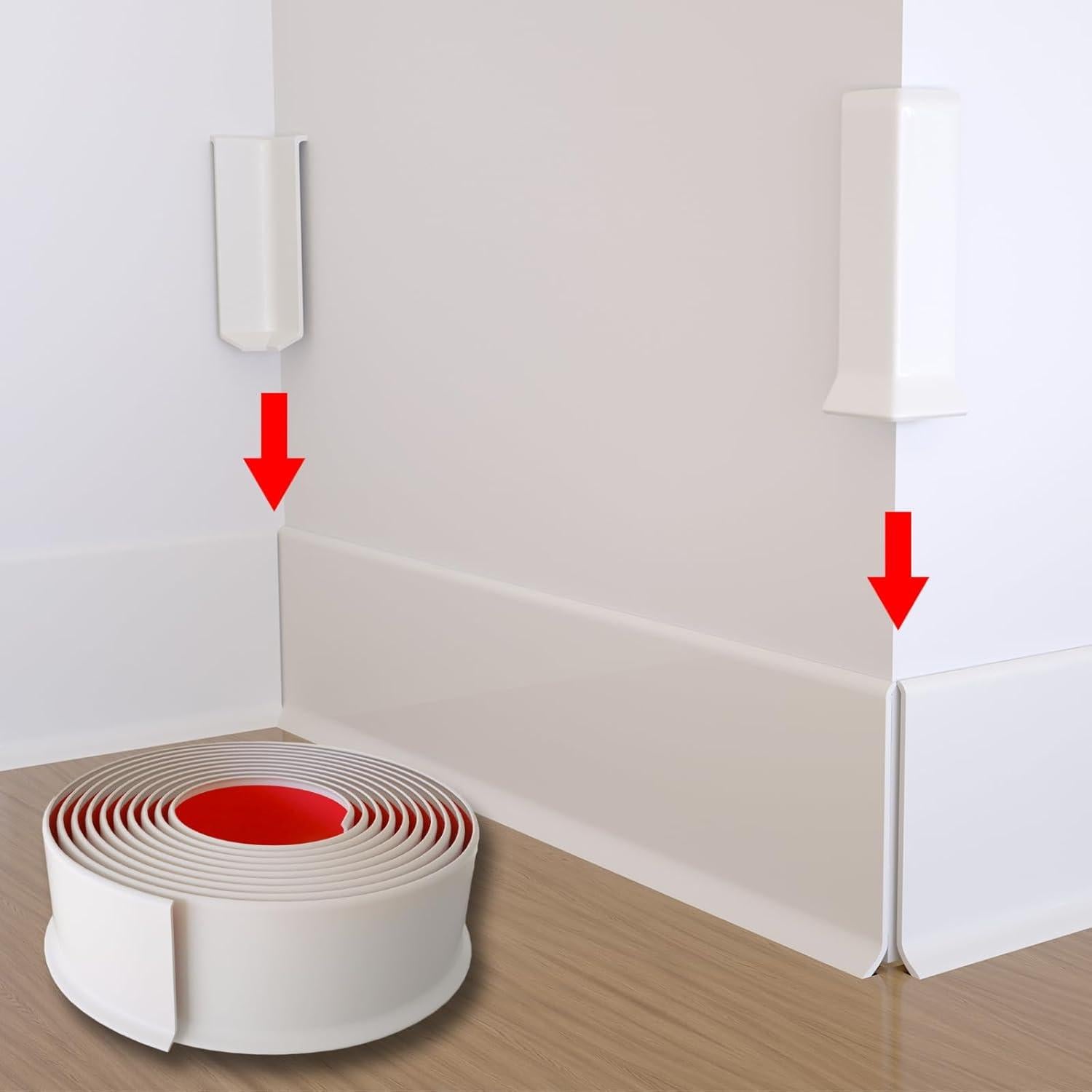 Bloques de Esquina Autoadhesivos COUKIU para Rodapiés 10.16cm Blanco