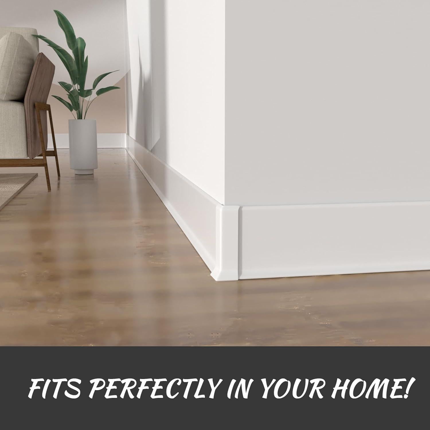 Bloques de Esquina Autoadhesivos COUKIU para Rodapiés 10.16cm Blanco