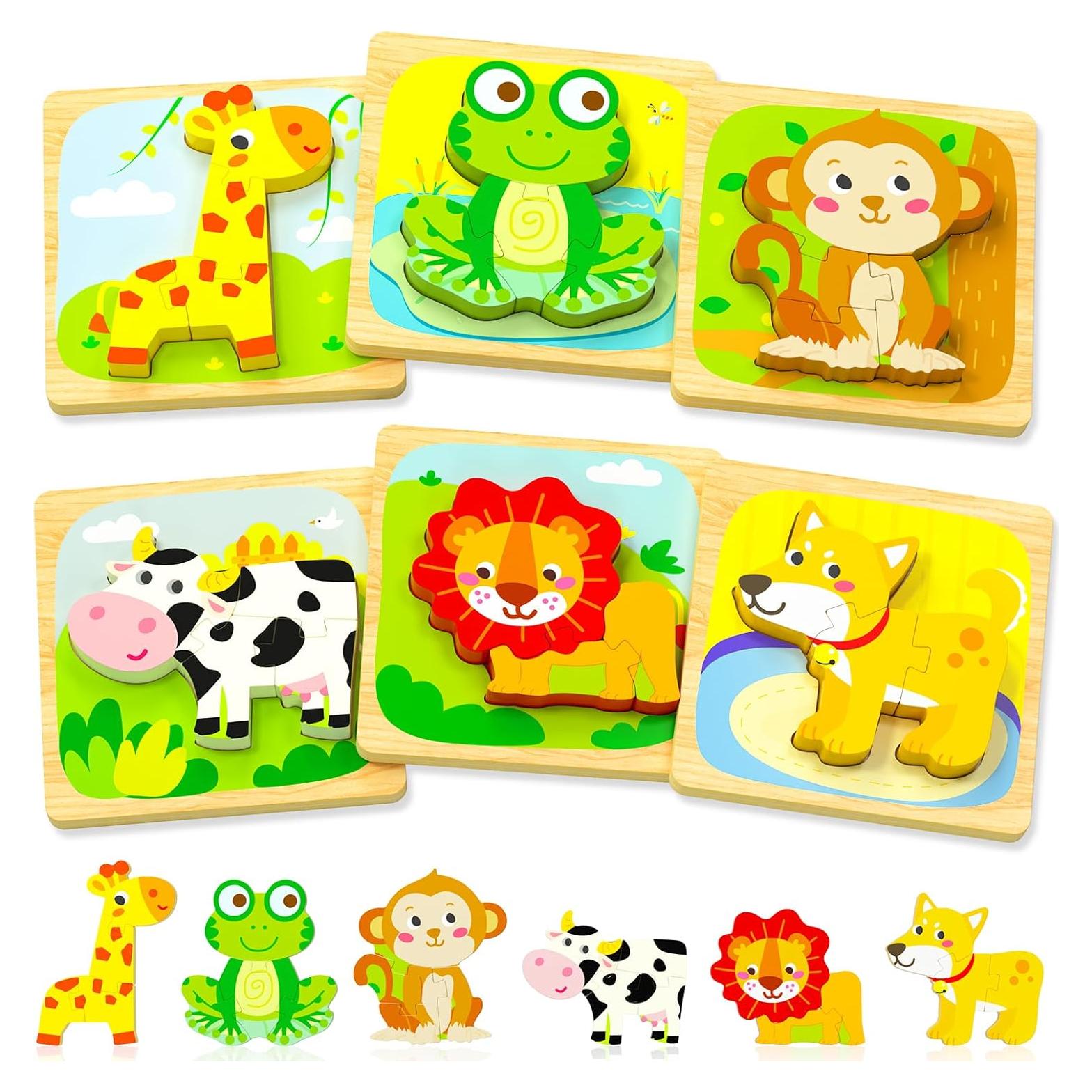 Rompecabezas de Madera Benresive 6 Piezas Montessori 1-3 Años