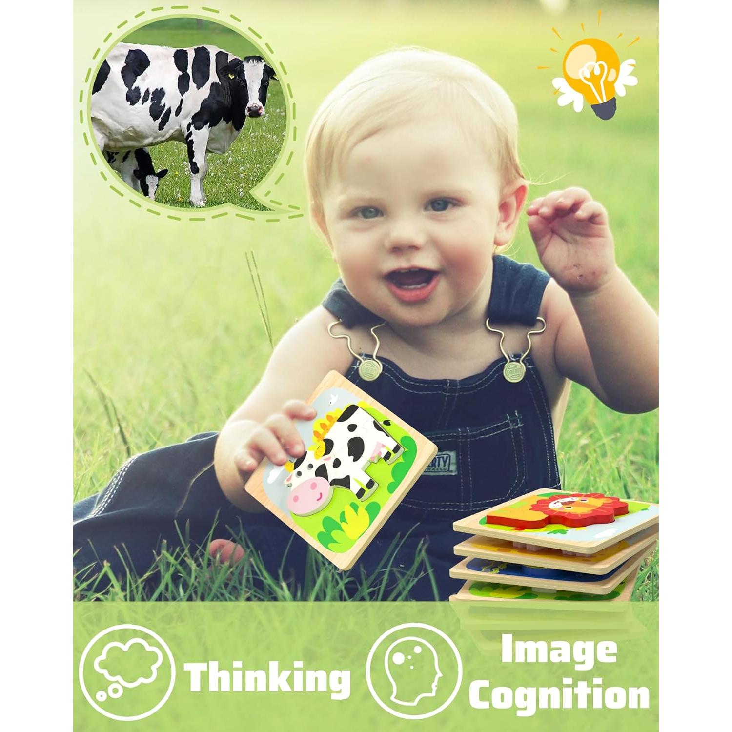 Rompecabezas de Madera Benresive 6 Piezas Montessori 1-3 Años