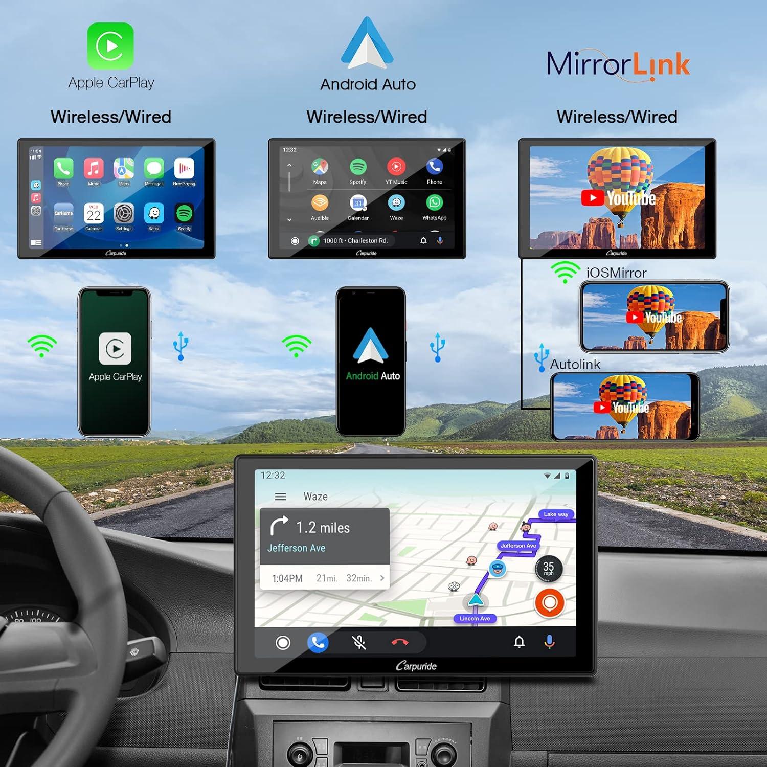Estéreo Portátil Carpuride W901 Pro 9" Carplay Android Auto