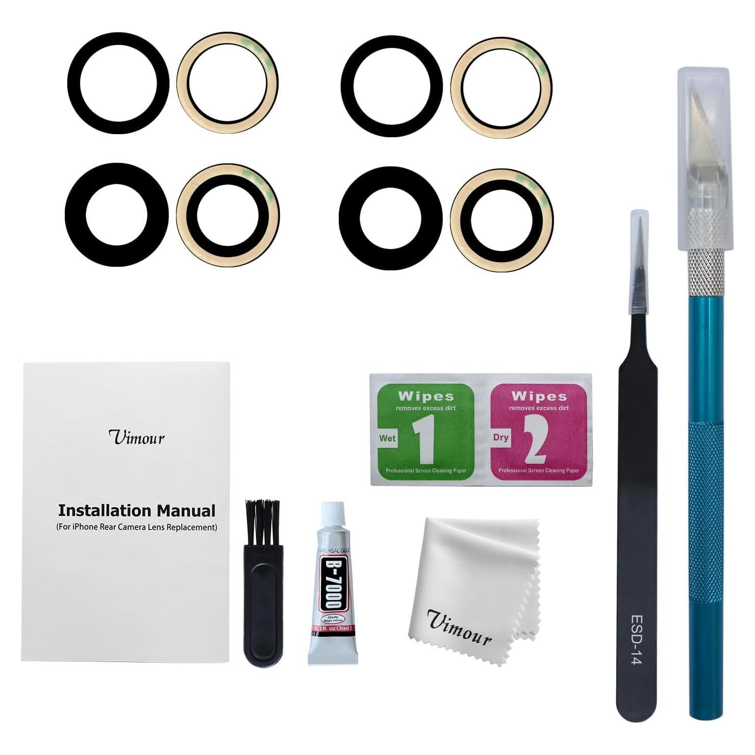 Lente de Cristal de Cámara Trasera Vimour para iPhone 12 - 2 Juegos