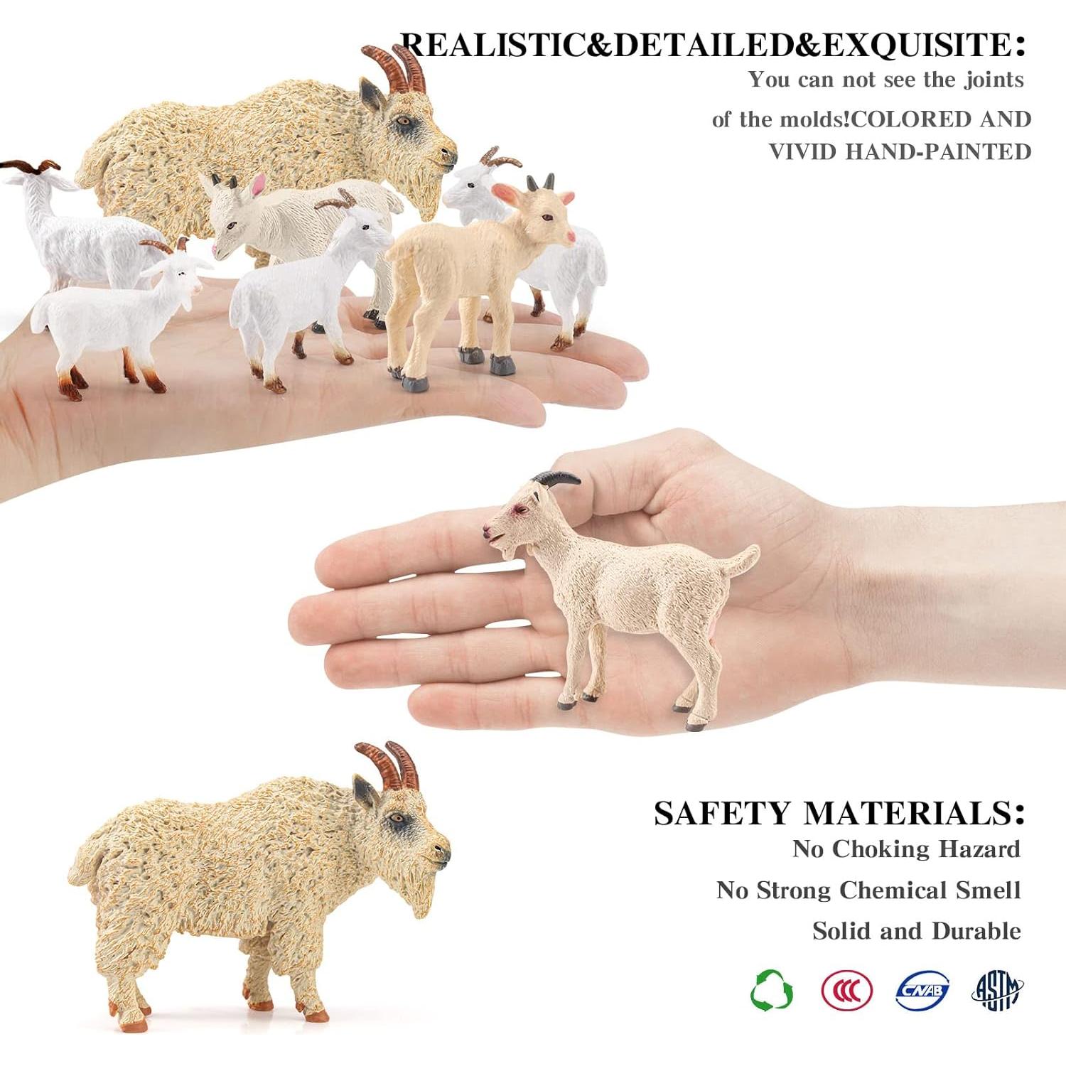 Conjunto de 8 Figuras de Cabra LC JoyCre Juguetes de Granja