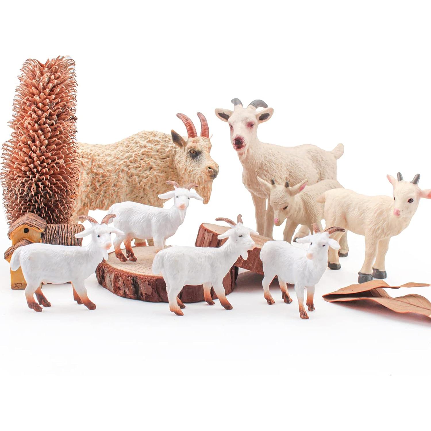 Conjunto de 8 Figuras de Cabra LC JoyCre Juguetes de Granja