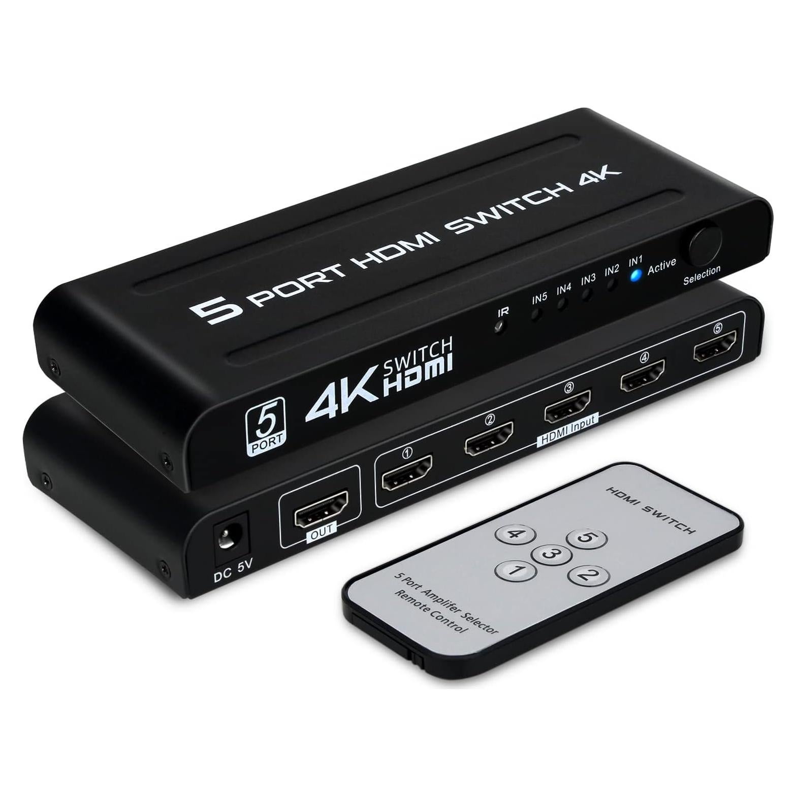 Conmutador HDMI 4K 5 en 1 DGODRT con Control Remoto