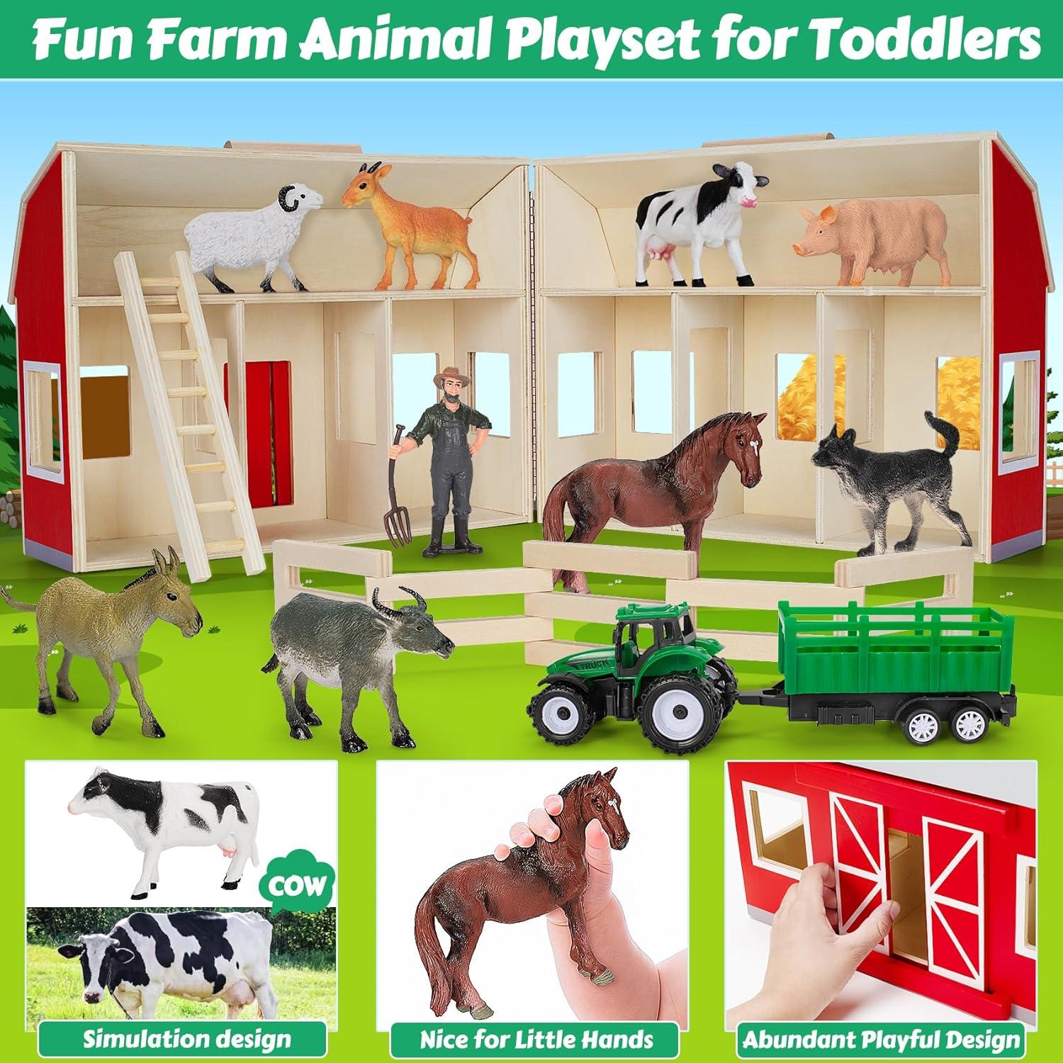 Juguete de Granja de Madera GMAOPHY con Animales Realistas