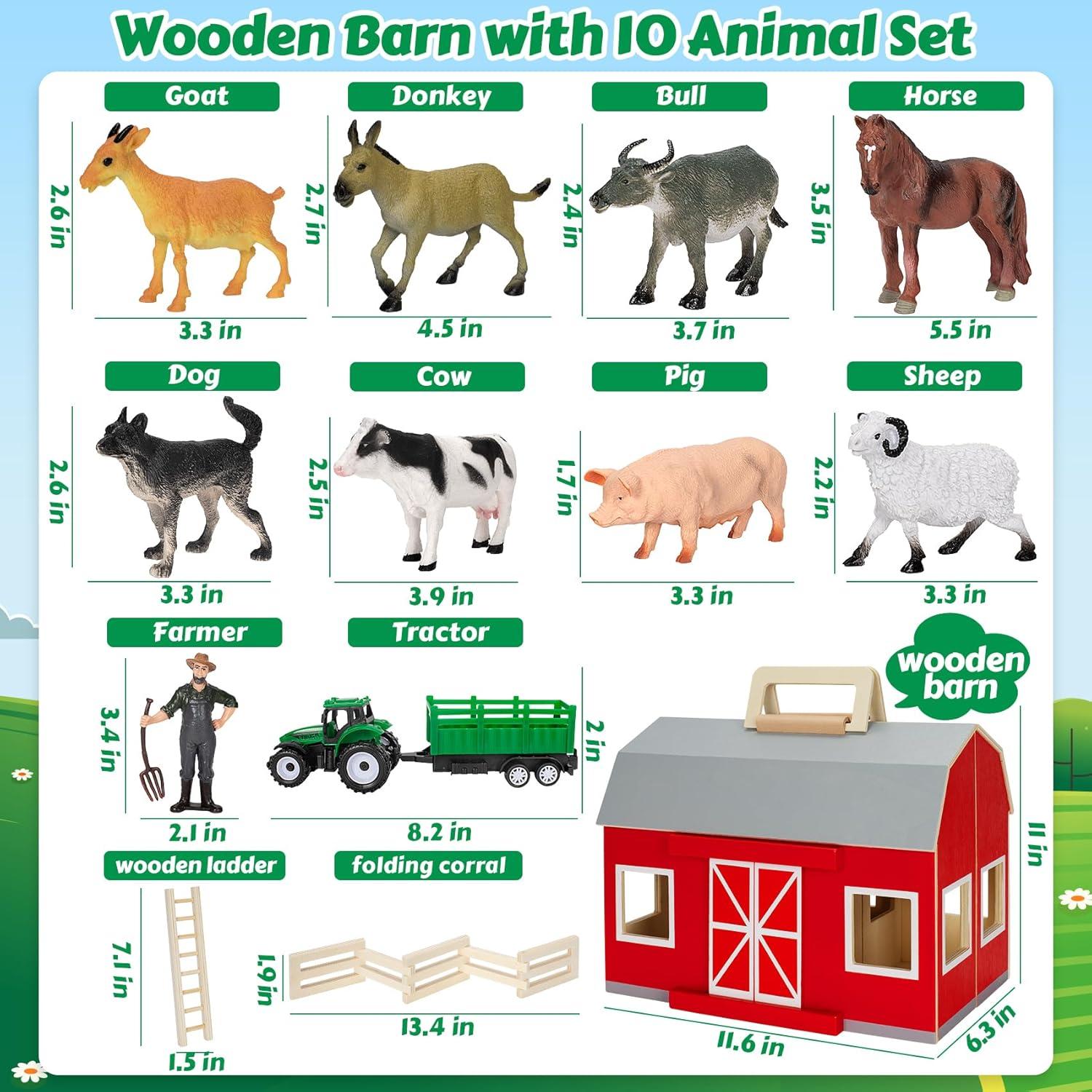 Juguete de Granja de Madera GMAOPHY con Animales Realistas