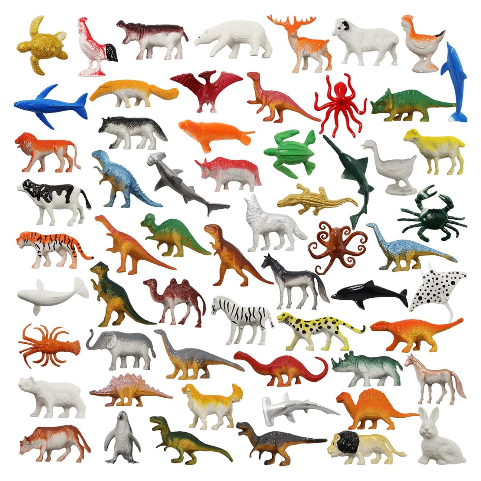 60 Piezas Figuras de Animales DOITEM - Granja, Mar, Dinosaurios