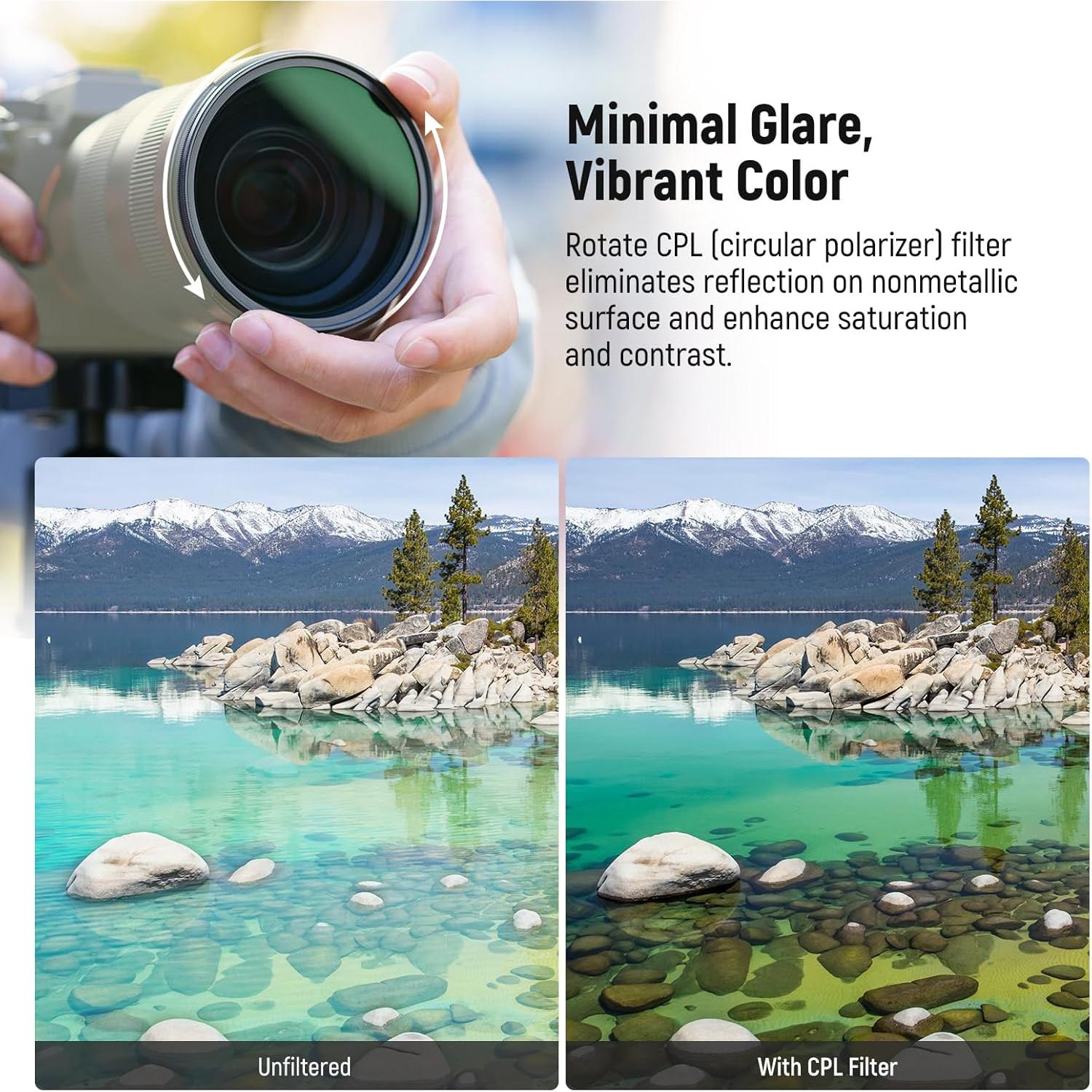 Filtro CPL 58mm NEEWER + Difusión Negra 1/4 - Pack 2