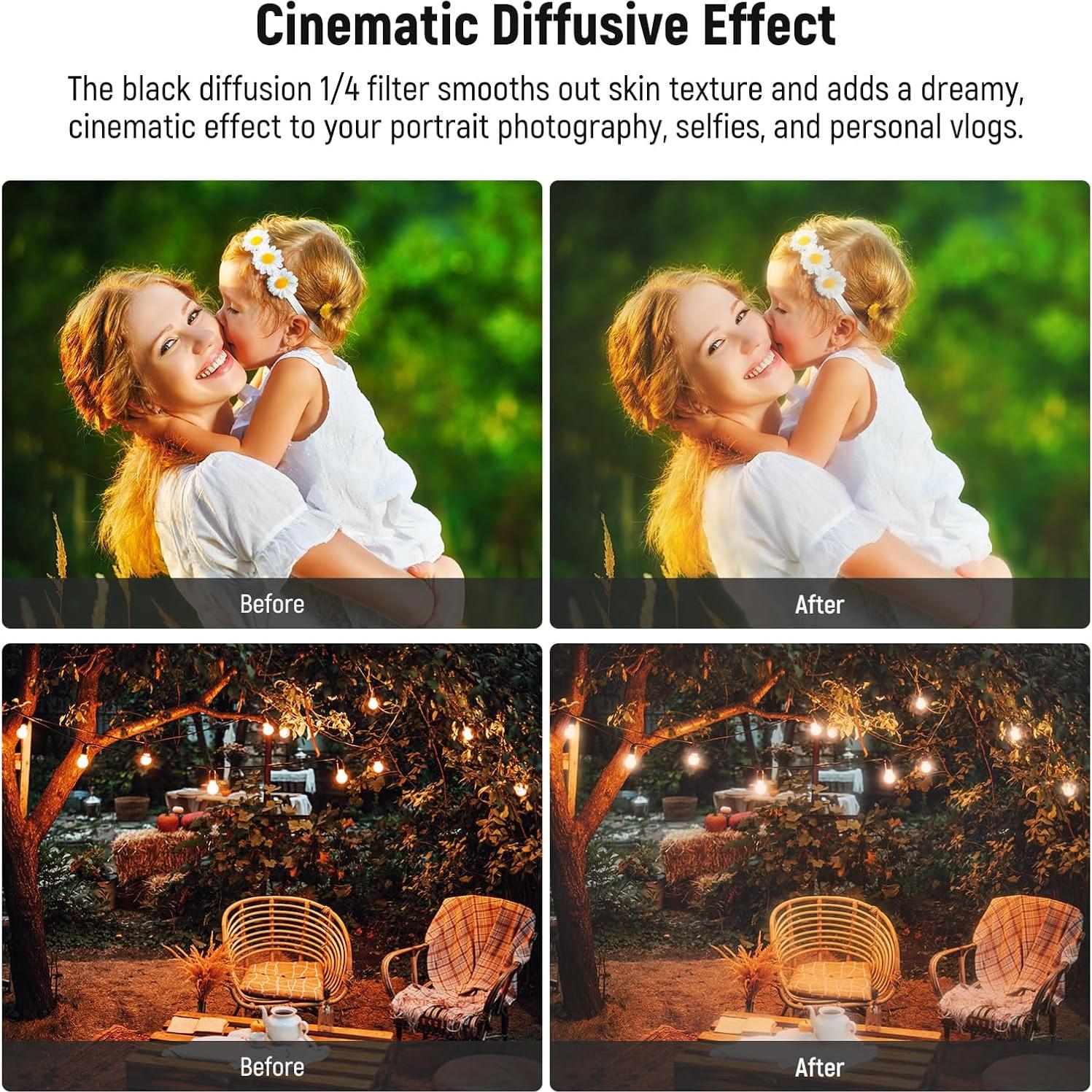 Filtro CPL 58mm NEEWER + Difusión Negra 1/4 - Pack 2