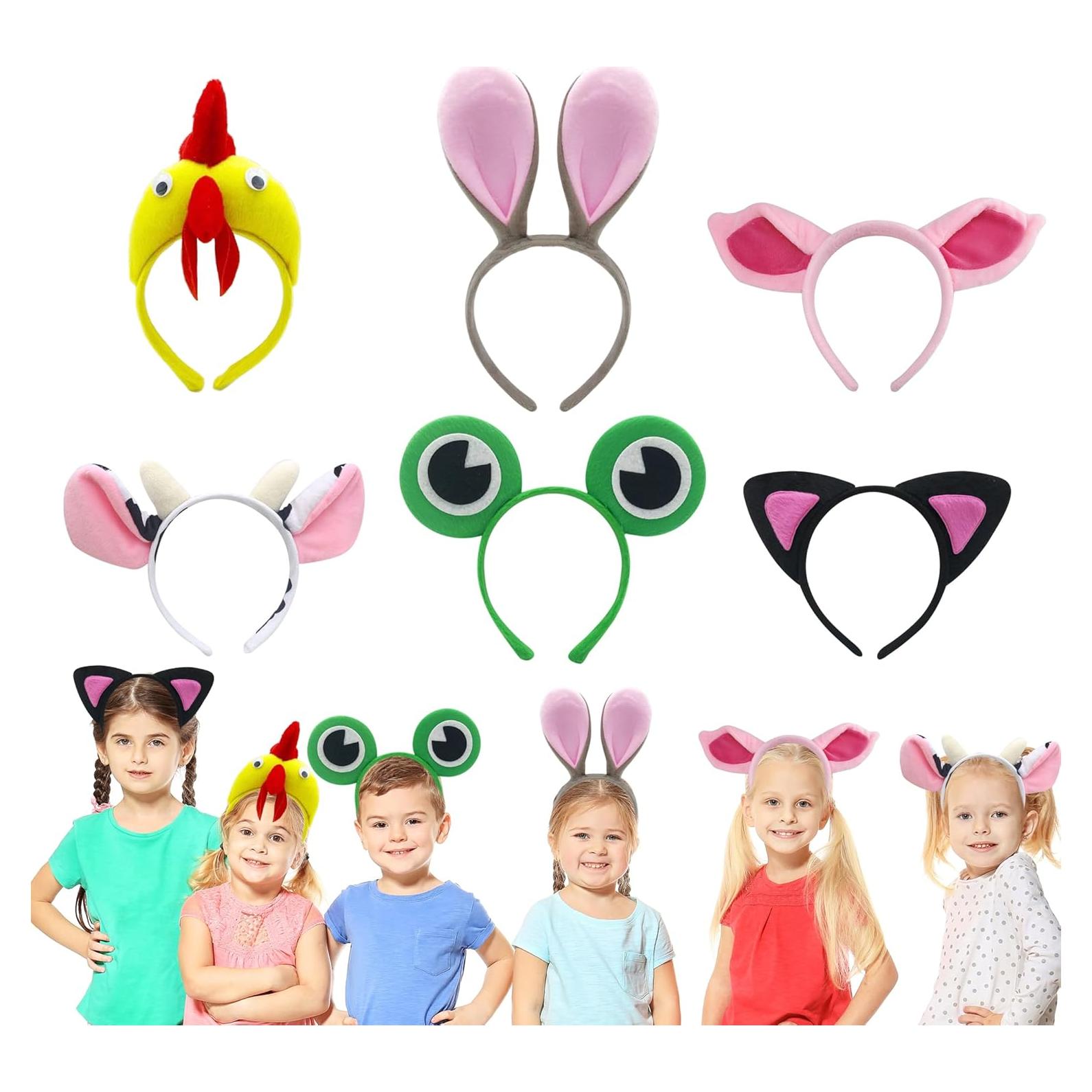 Diademas de Animales de Granja 6 Piezas para Fiesta