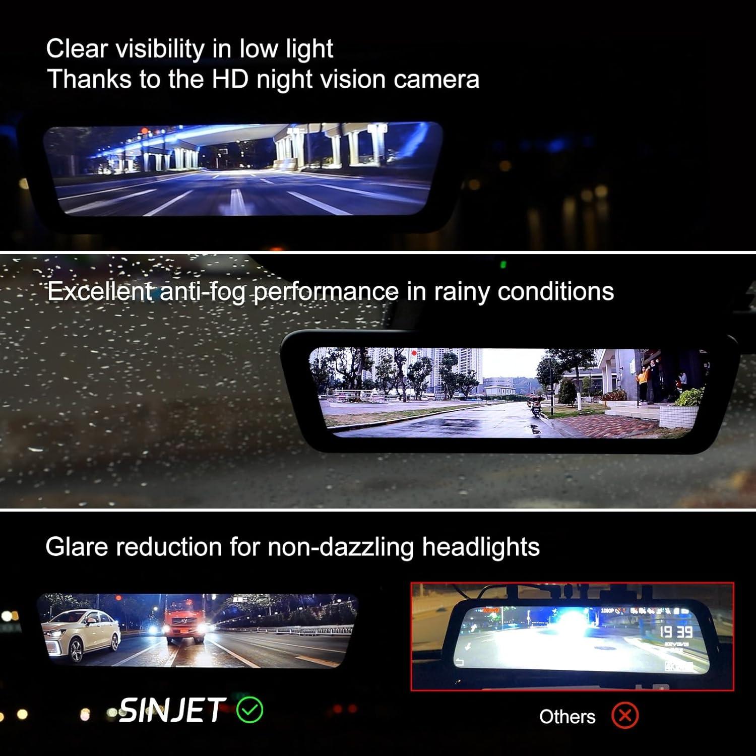 Espejo Retrovisor Sinjet H6 9.66" IPS Doble Cámara FHD 2K