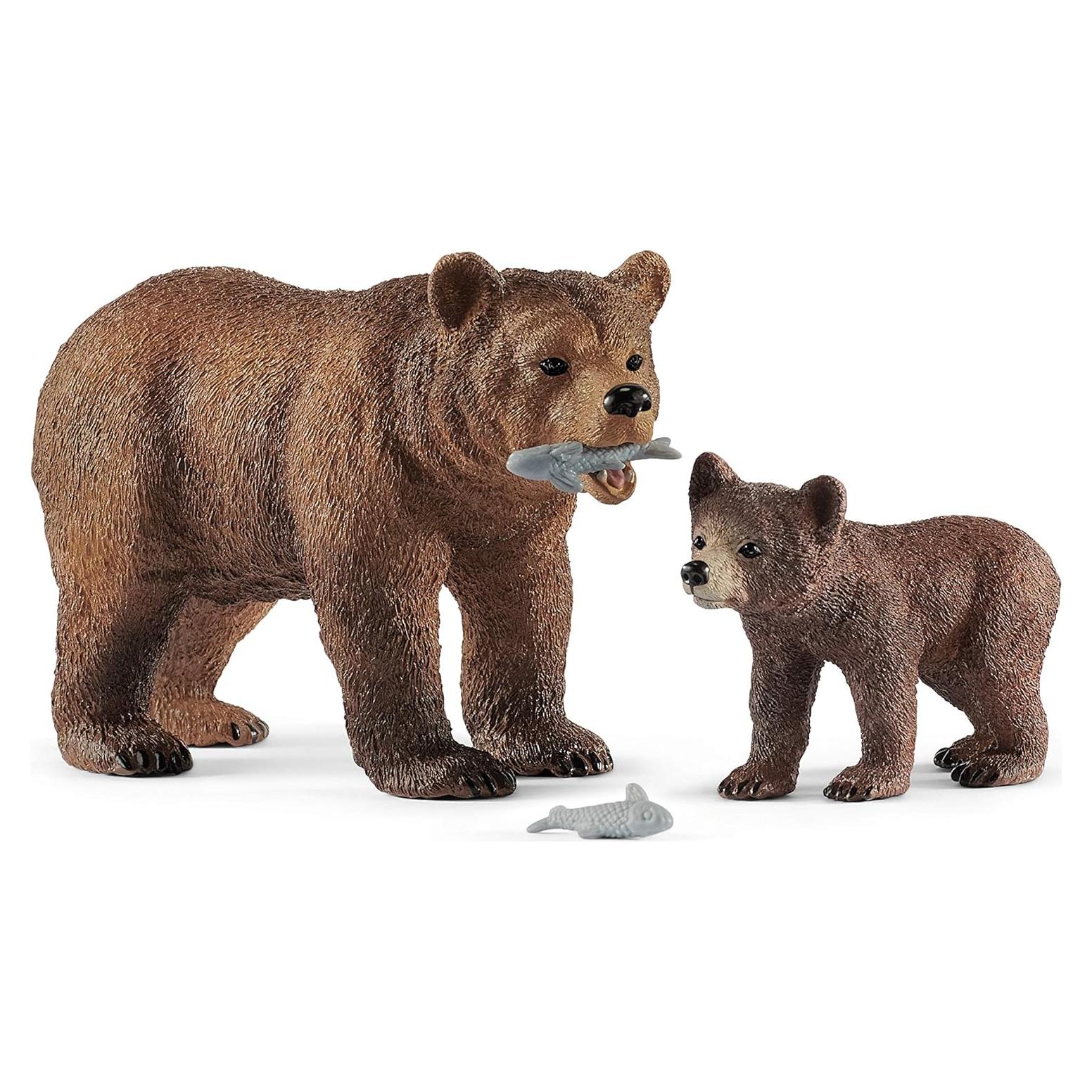 Juego de Animales Schleich Oso Grizzly y Cachorro 4 Piezas