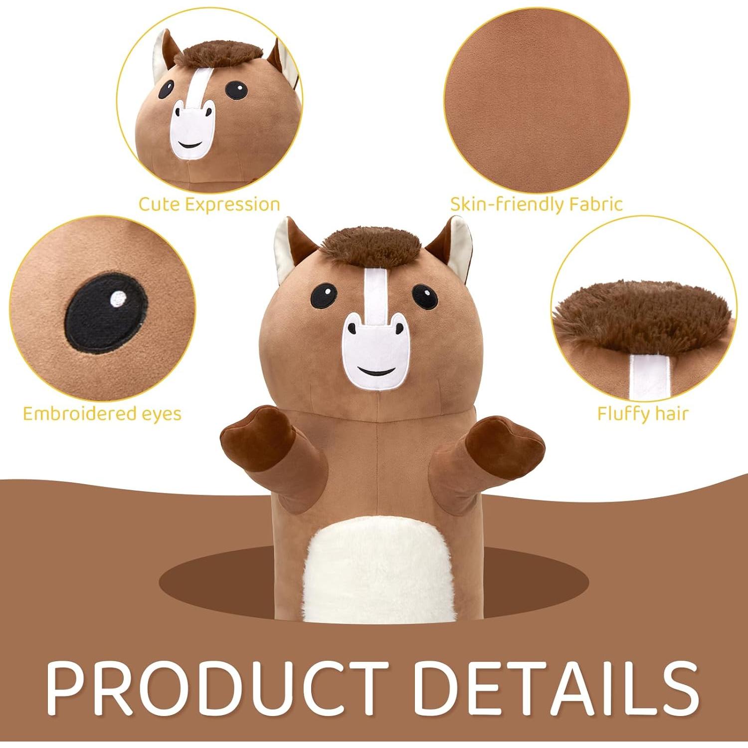 Almohada de Peluche Caballo Tezituor 109 cm Suave y Larga