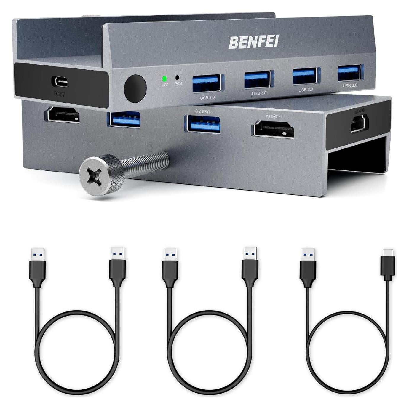Interruptor KVM BENFEI HDMI 8K 60Hz 4 USB 3.0 2 PCs