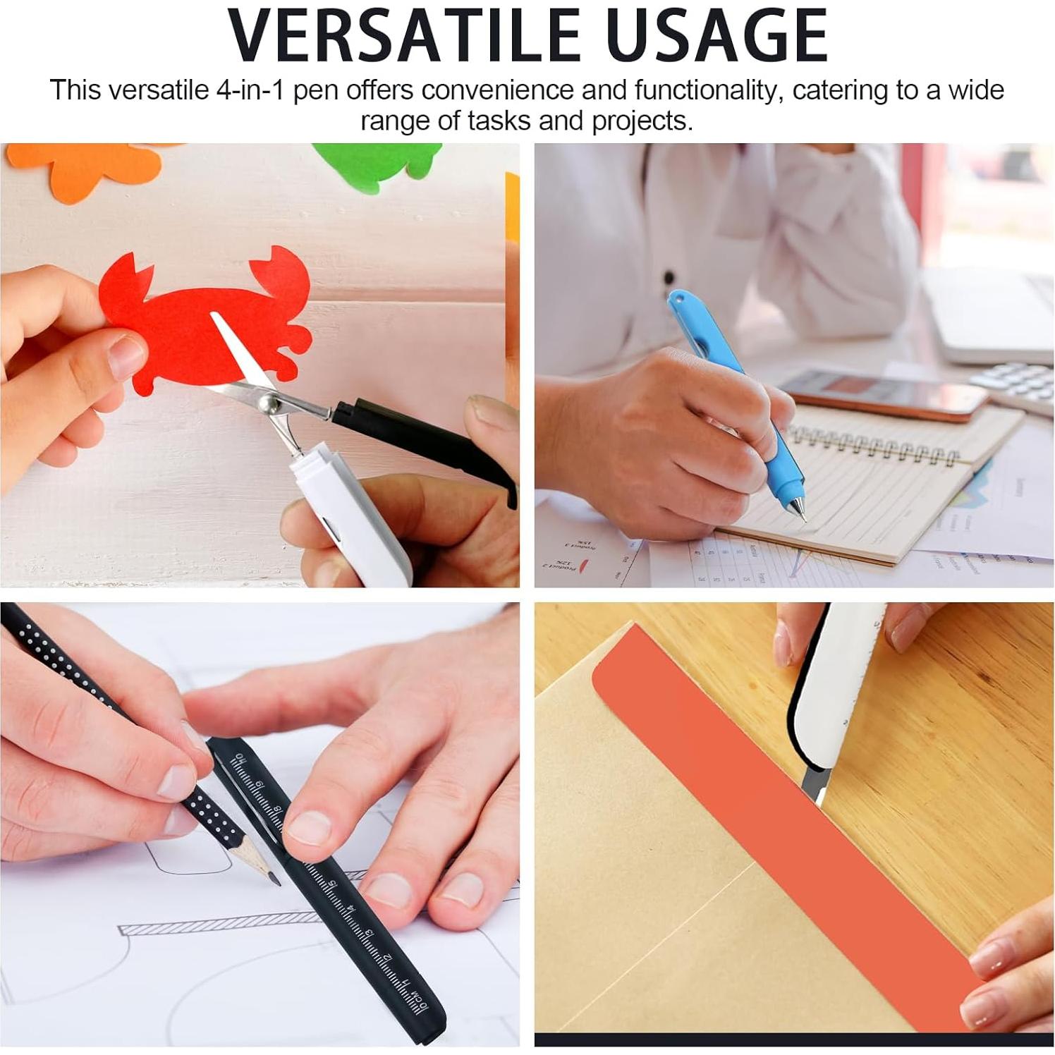 Bolígrafo Multi-Herramienta SAMIQU 4 en 1 con Tijeras y Regla