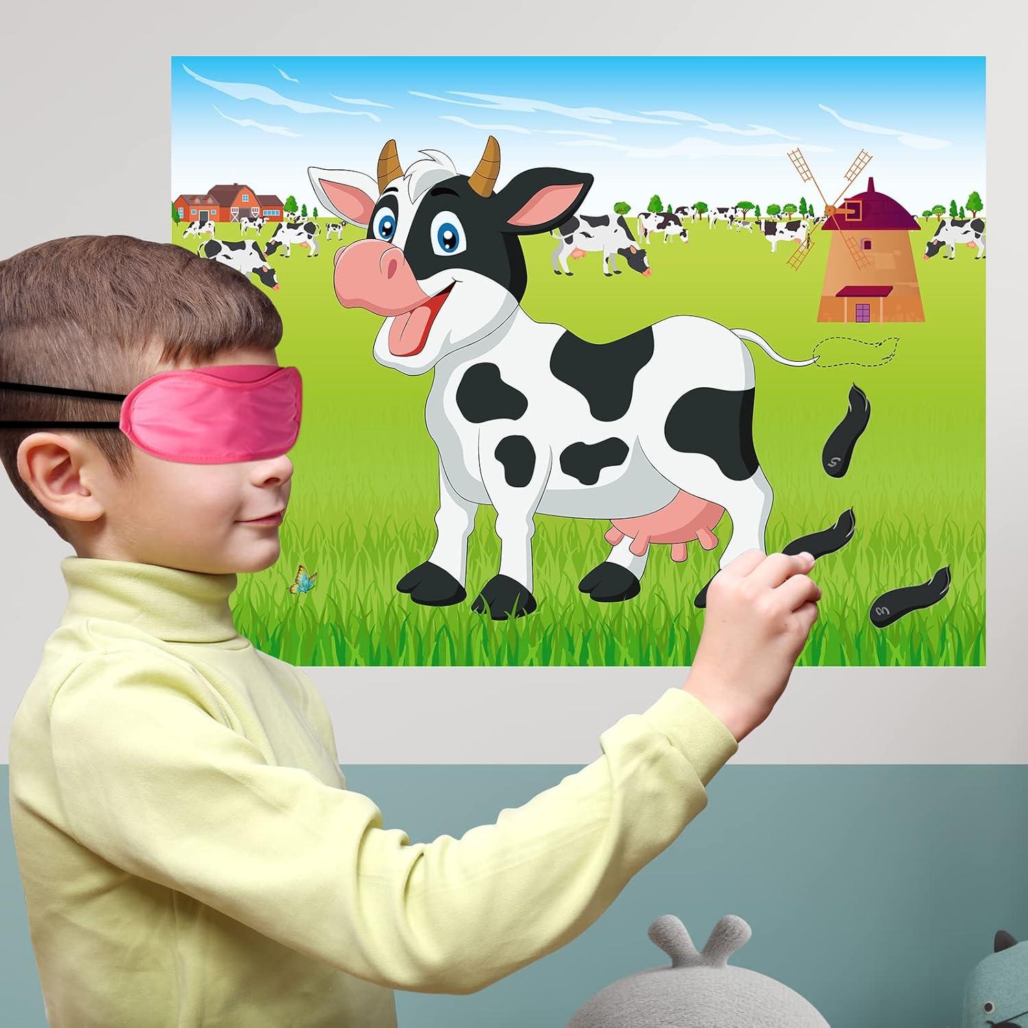 Juego de Pin the Tail on The Cow Morcheiong 48 colas fiesta