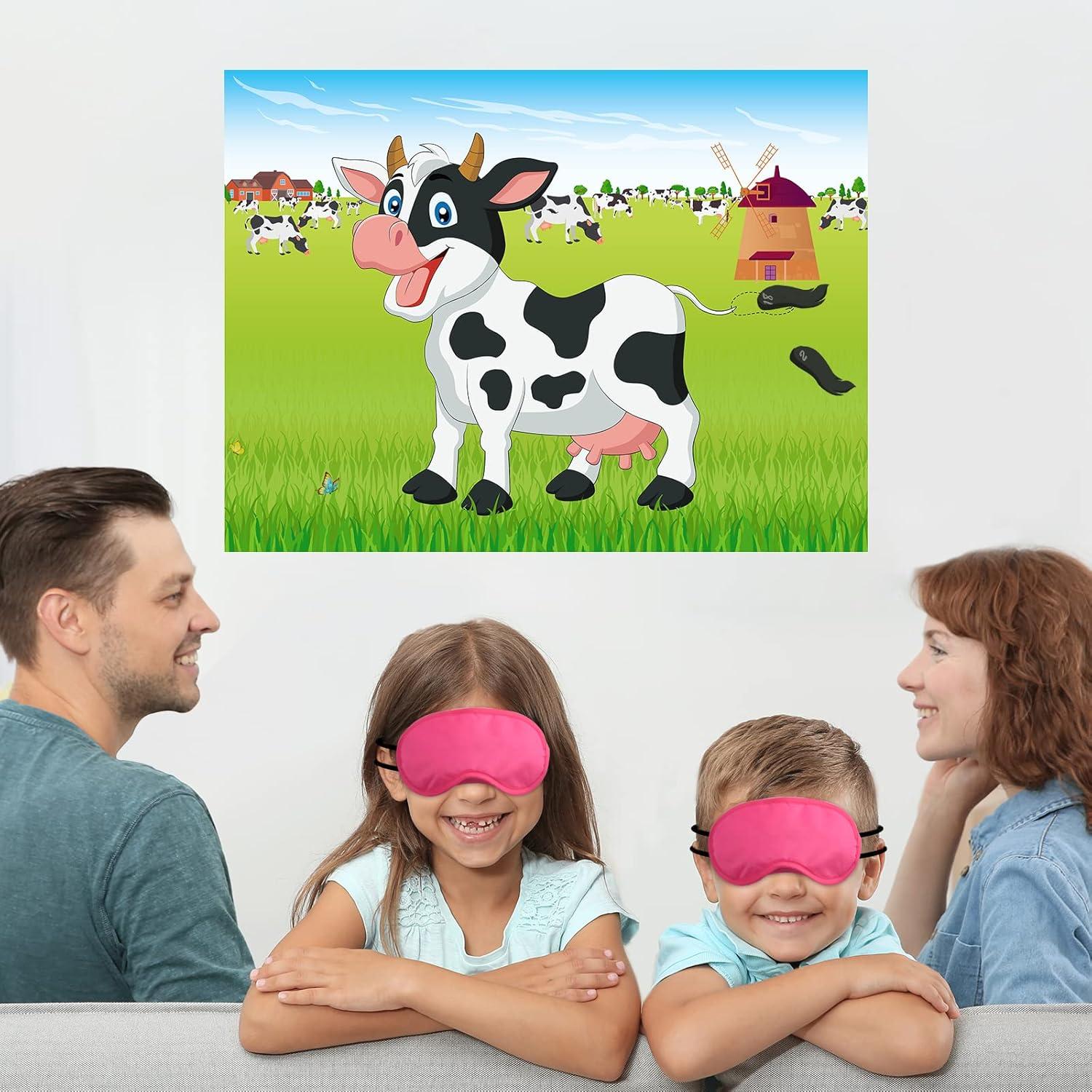 Juego de Pin the Tail on The Cow Morcheiong 48 colas fiesta
