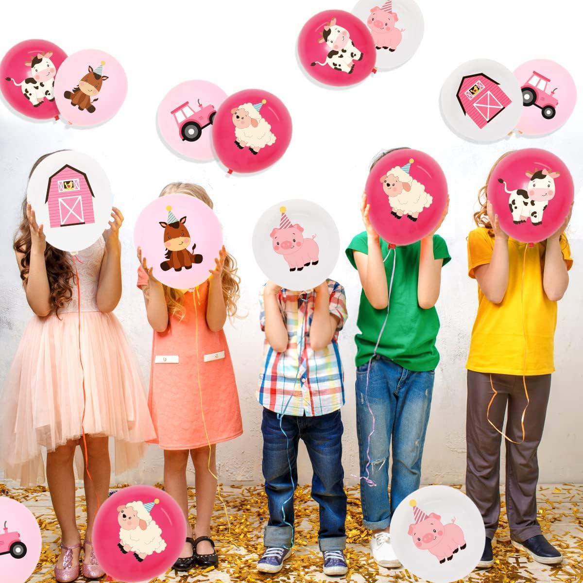 36 Globos de Animales de Granja Rosa KREATWOW 30 cm Fiesta
