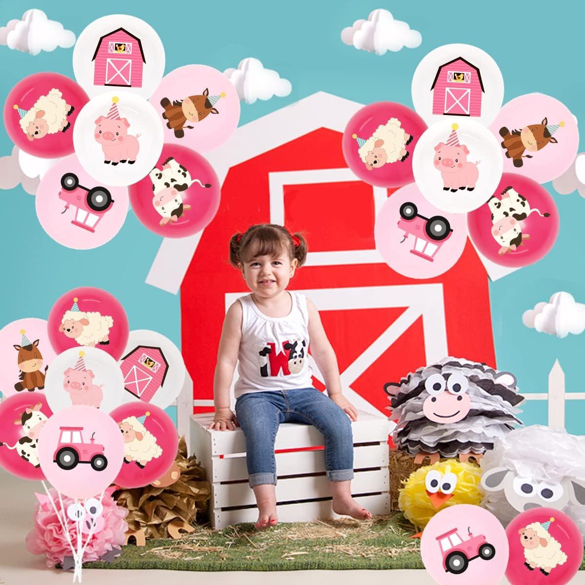 36 Globos de Animales de Granja Rosa KREATWOW 30 cm Fiesta