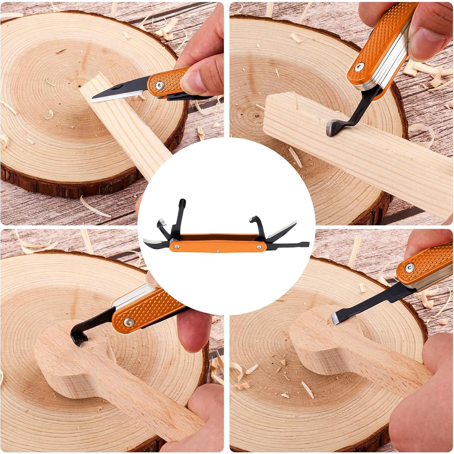 Cuchillo de Tallado Plegable Omninmo 11cm 6 Herramientas Diestro