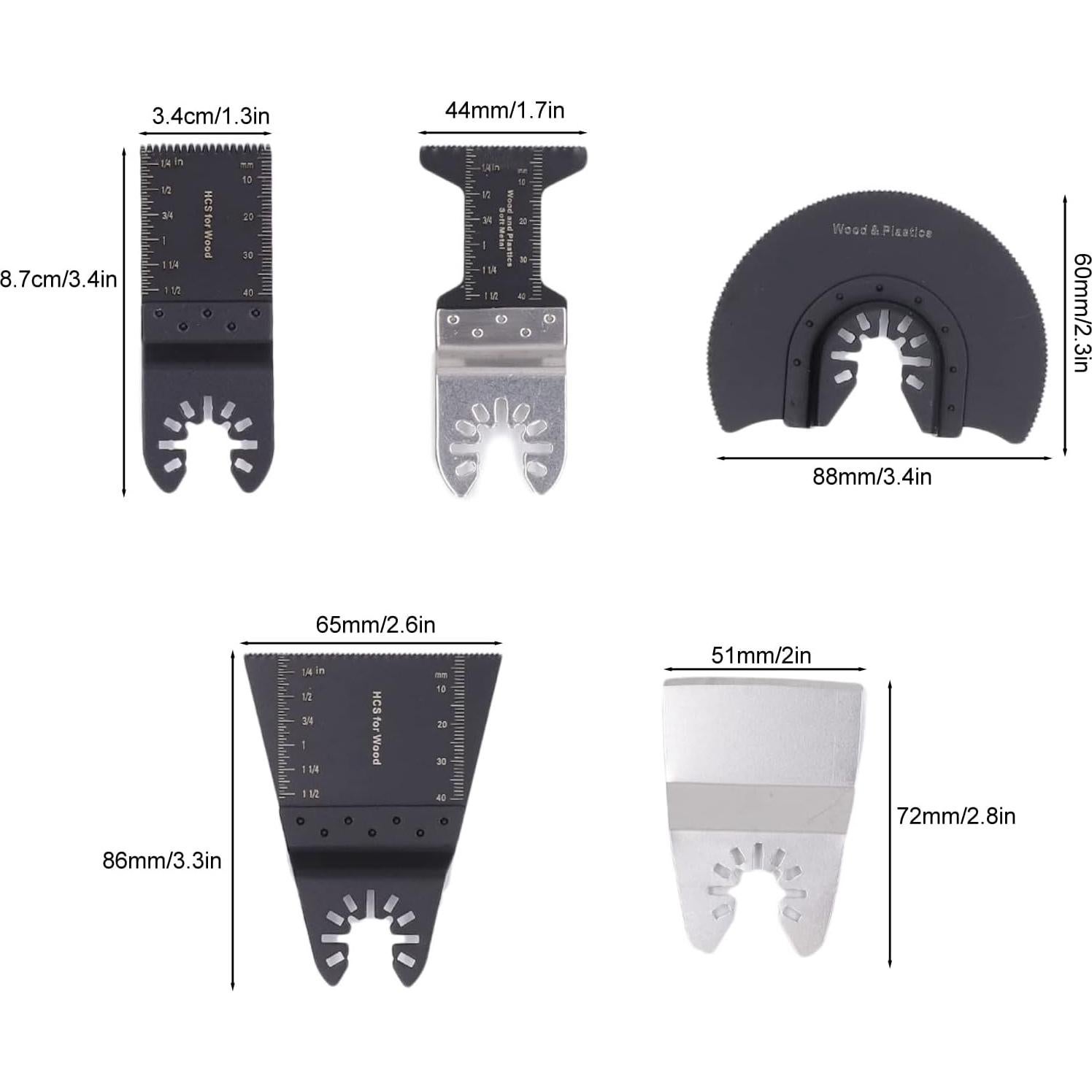 18 Hojas de Sierra Oscilante YedaHcy, Acero Inoxidable y Alto Carbono