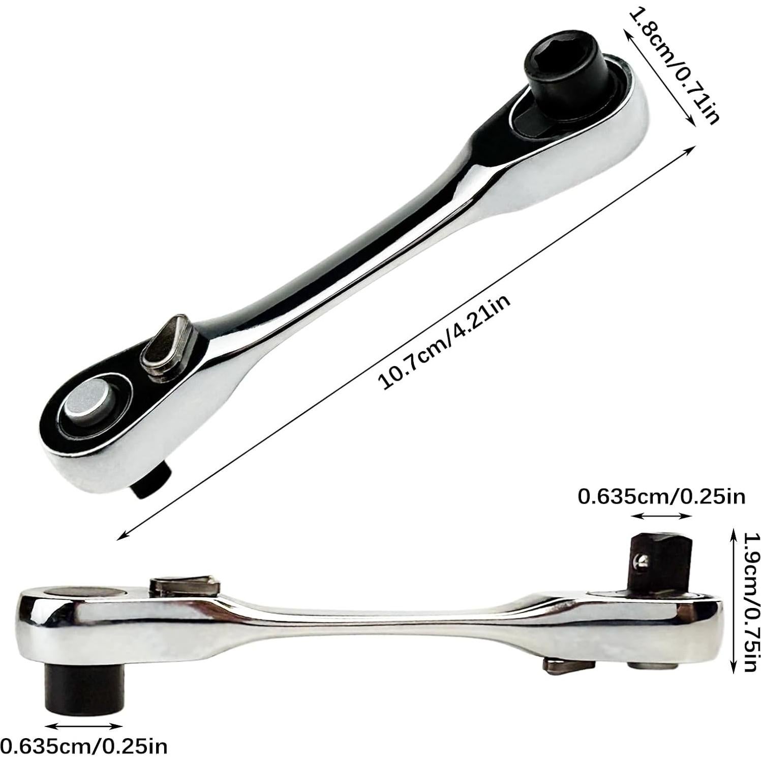 Llave de vaso mini Flylin 1/4" 72 dientes reversible 107mm