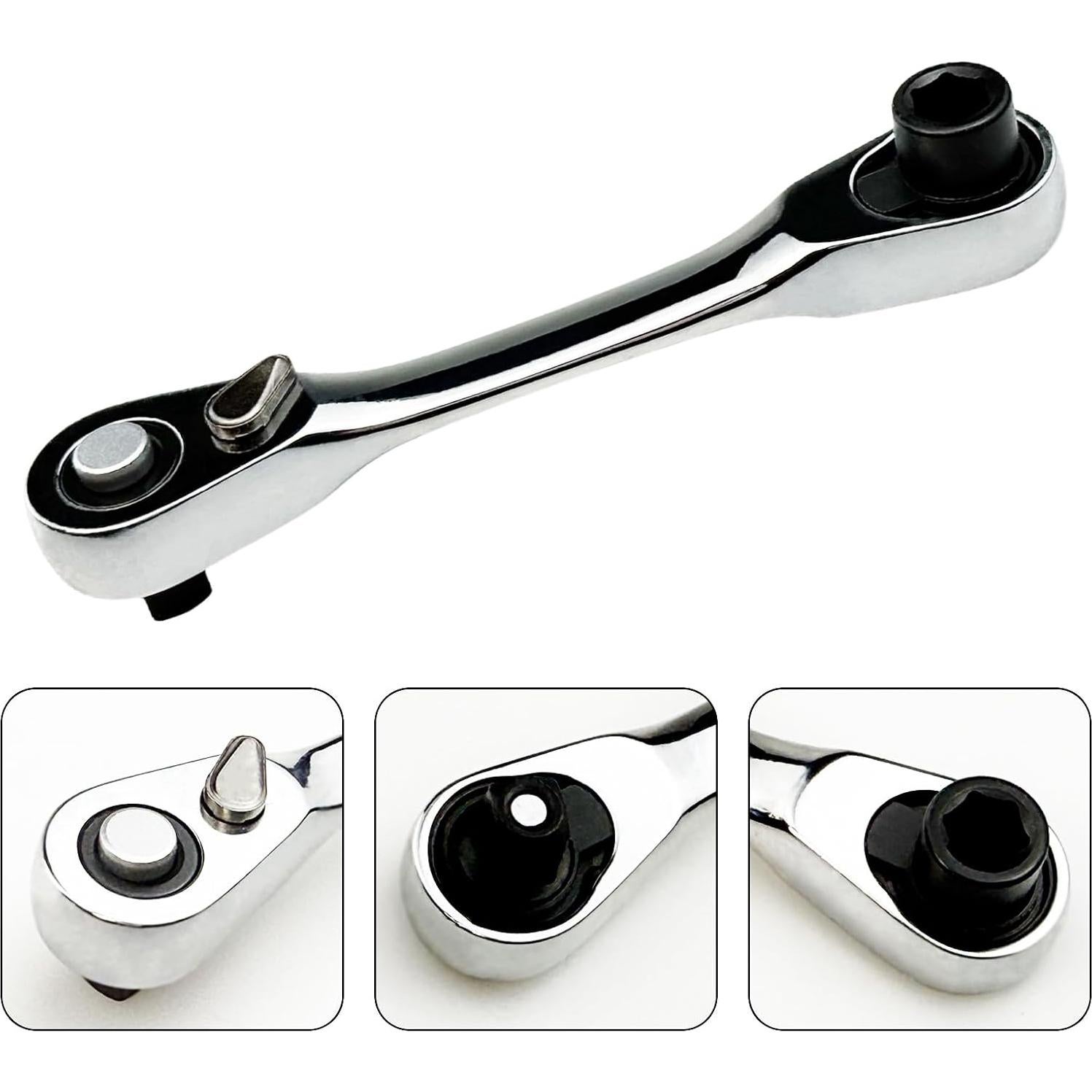 Llave de vaso mini Flylin 1/4" 72 dientes reversible 107mm