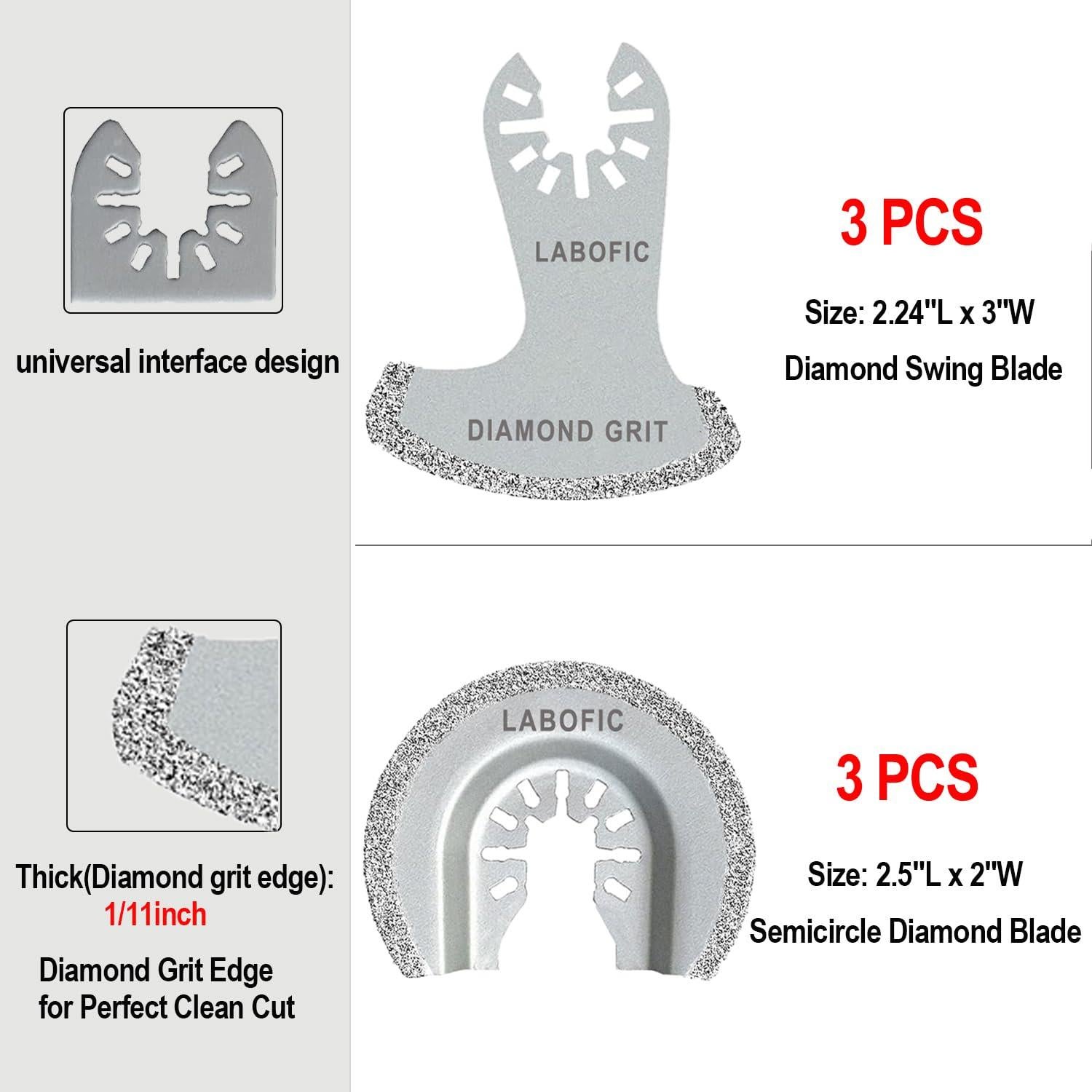 Juego de 6 Cuchillas Oscilantes de Diamante LABOFiC 2.54mm