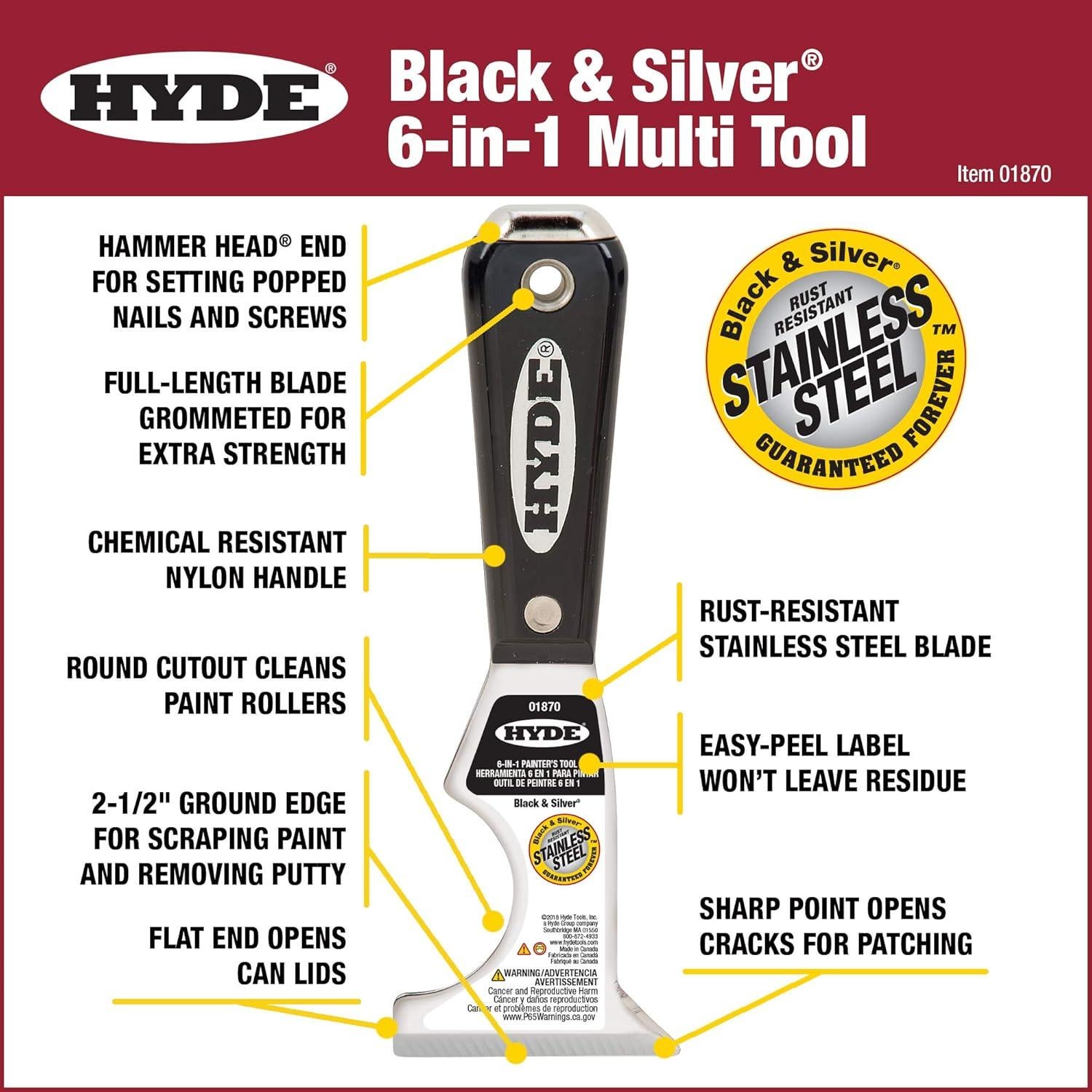 Herramienta Multiuso 6-en-1 Hyde 01870 para Pintores