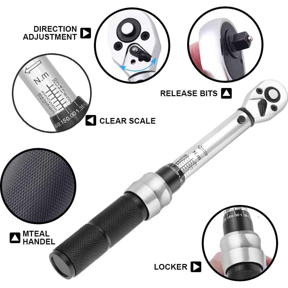 Juego de Llave de Torque COTOUXKER 2-20 Nm 1/4" para Bicicleta