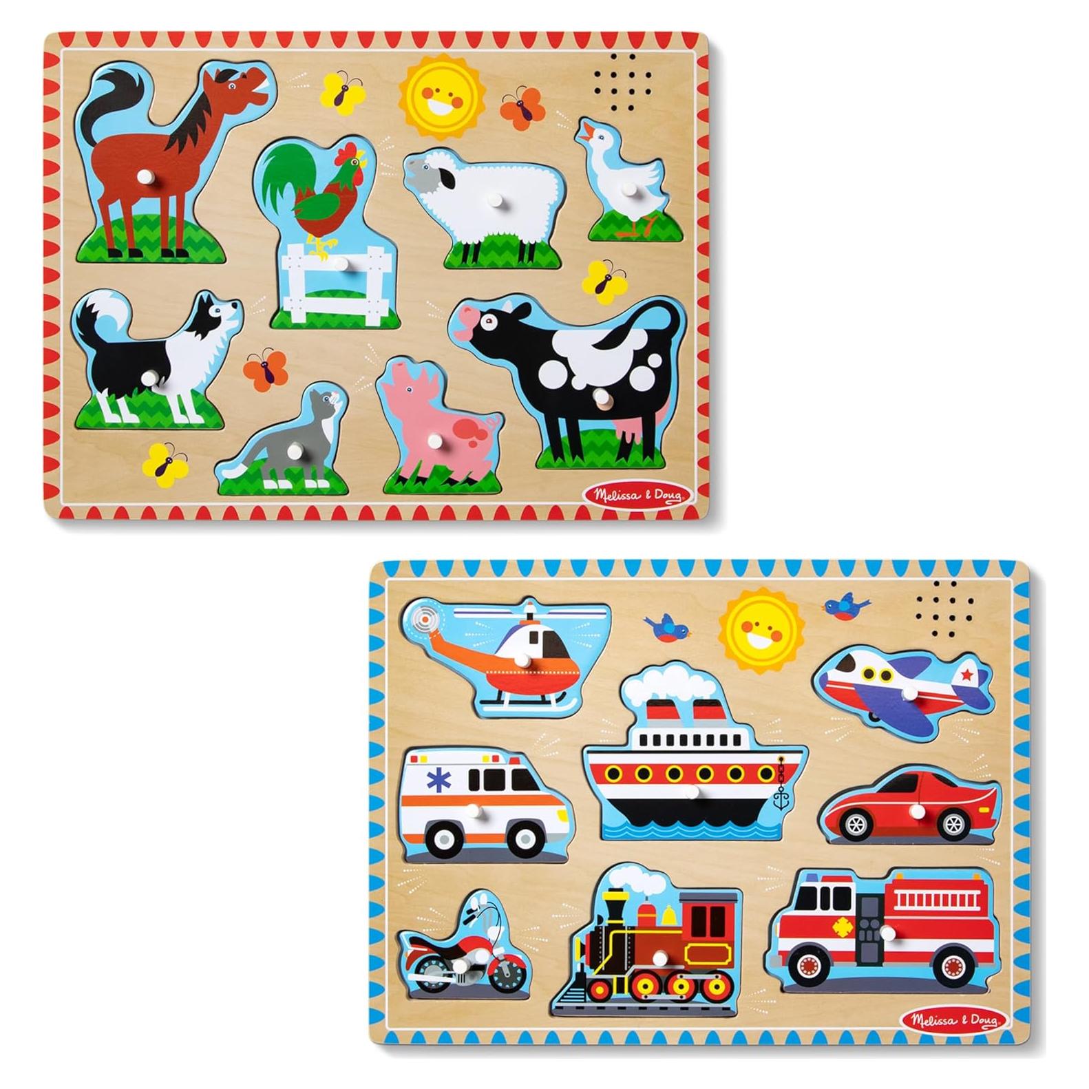 Rompecabezas de Madera Melissa & Doug 2-Pack Animales y Vehículos