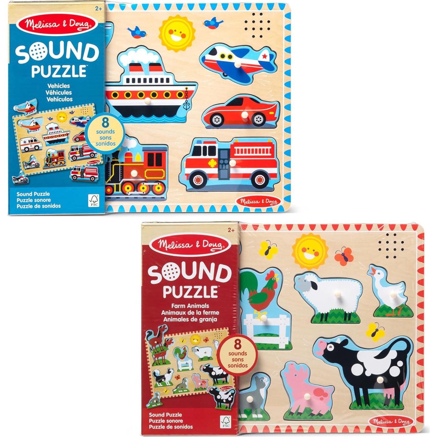 Rompecabezas de Madera Melissa & Doug 2-Pack Animales y Vehículos