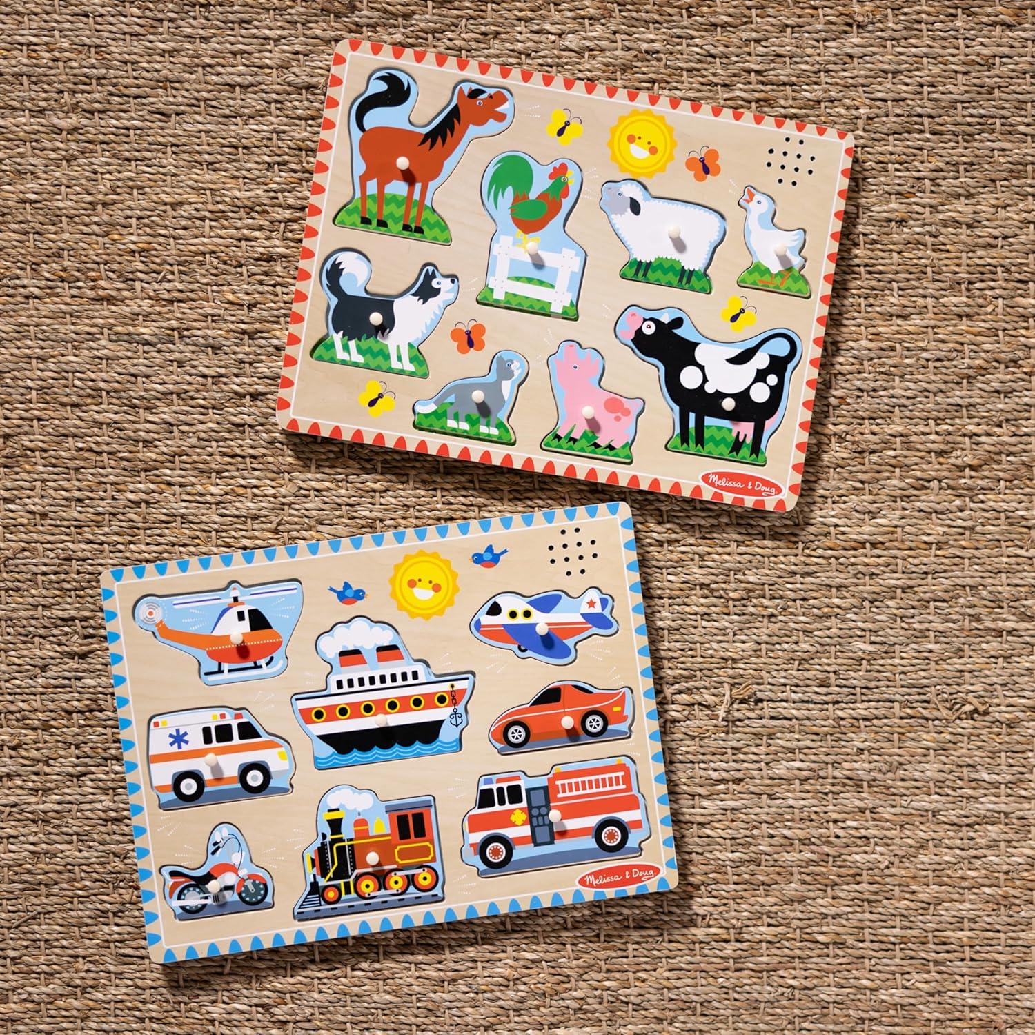 Rompecabezas de Madera Melissa & Doug 2-Pack Animales y Vehículos