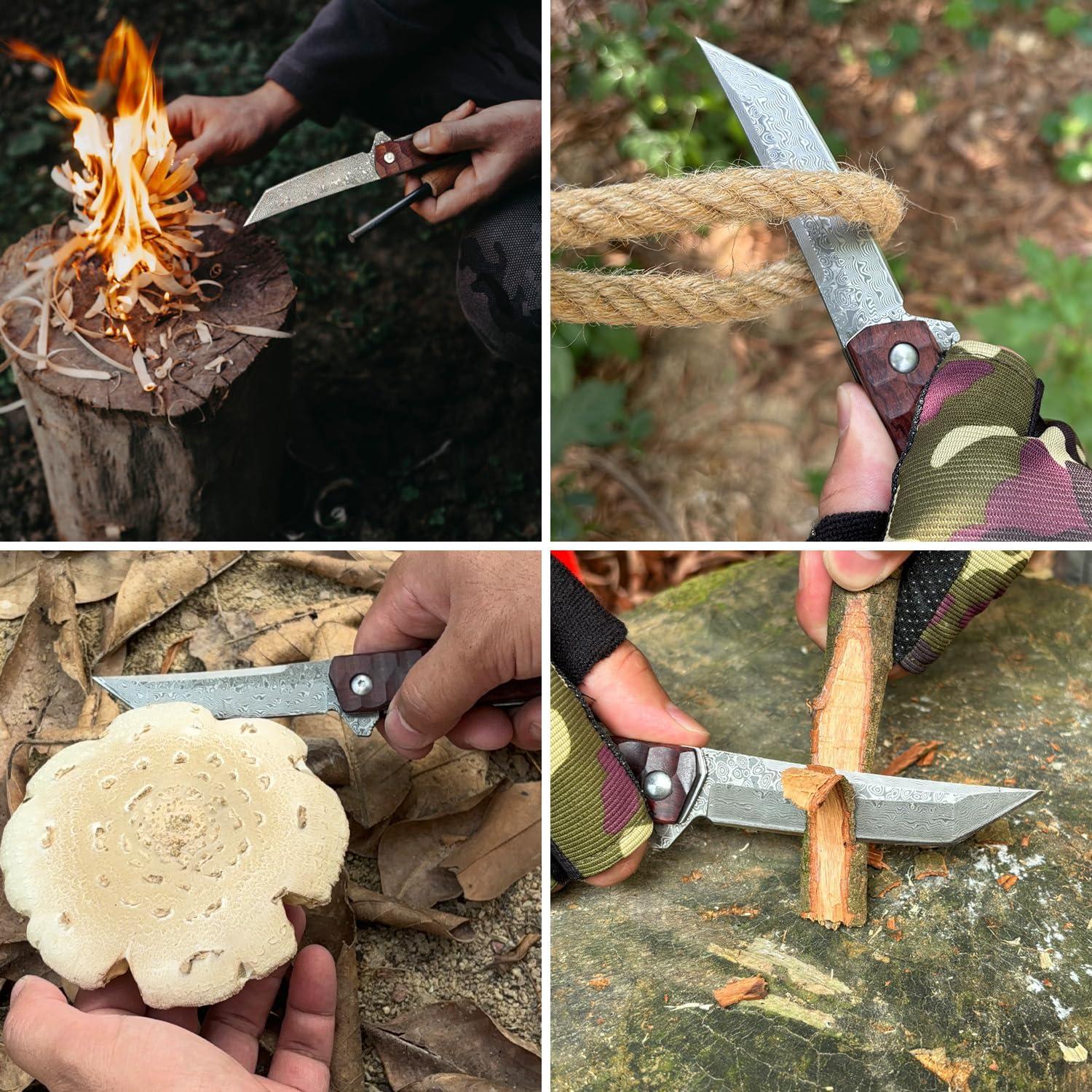 Cuchillo de bolsillo plegable Wellsure 3 en 1 con cortador