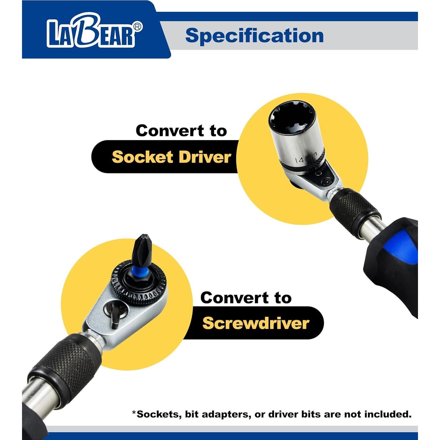 Llave de Trinquete Mini LABEAR 1/4" Hexagonal Acero 5.08cm