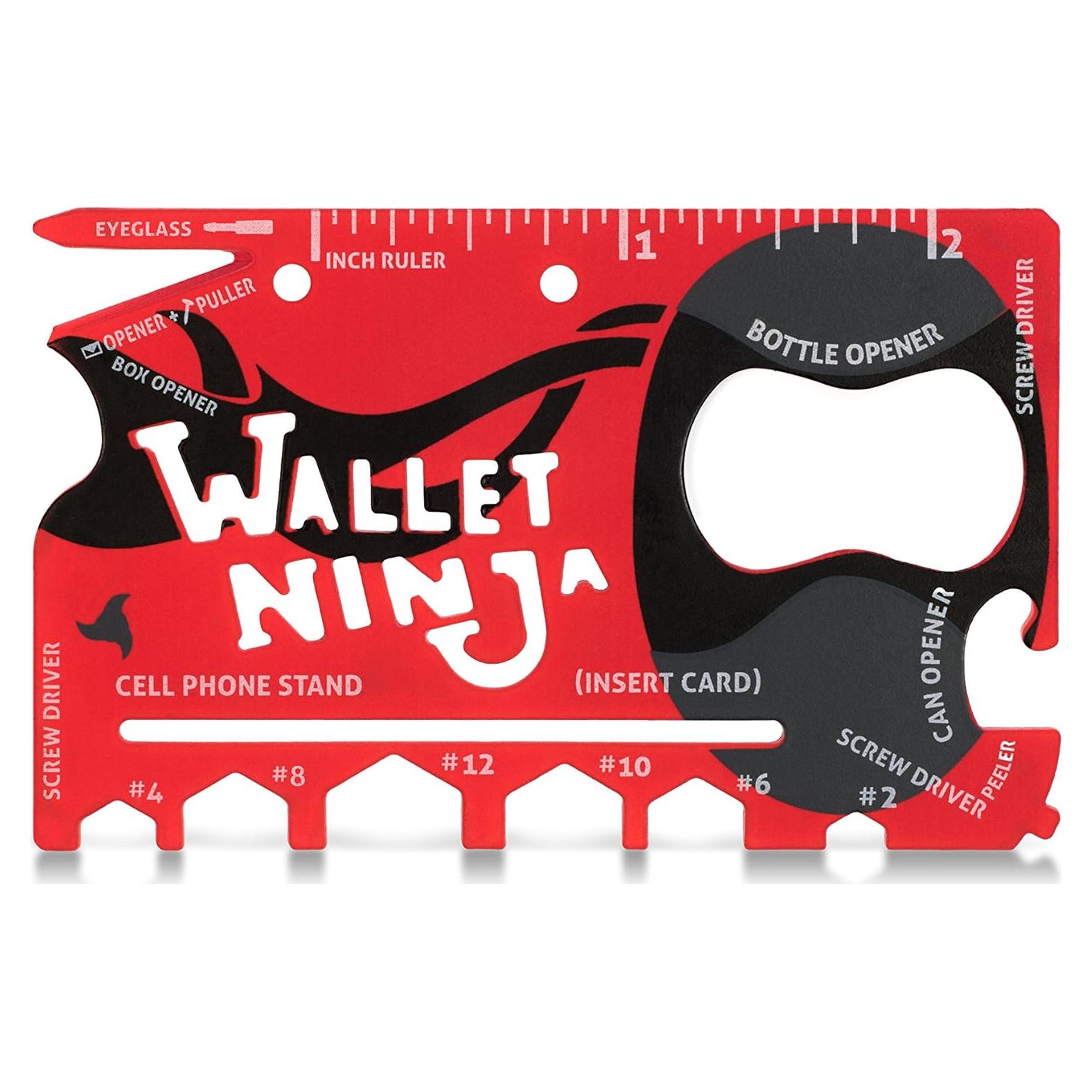 Wallet Ninja Multiherramienta 18 en 1 Acero Inoxidable Rojo