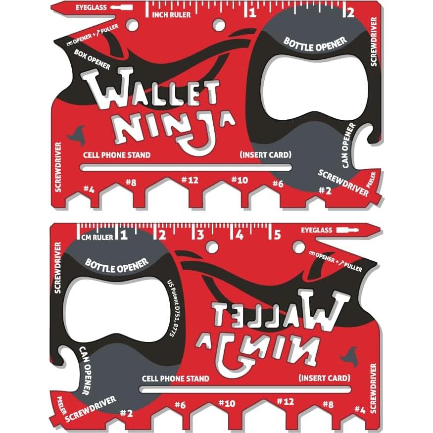 Wallet Ninja Multiherramienta 18 en 1 Acero Inoxidable Rojo