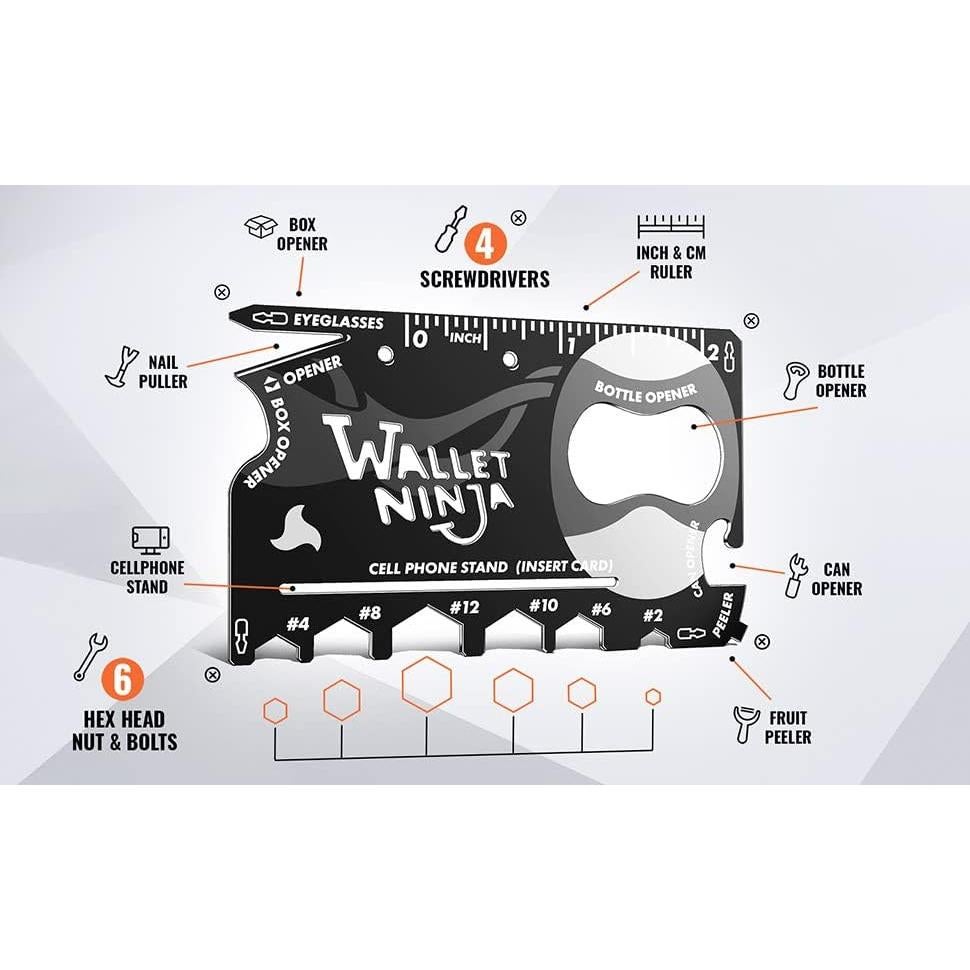 Wallet Ninja Multiherramienta 18 en 1 Acero Inoxidable Rojo