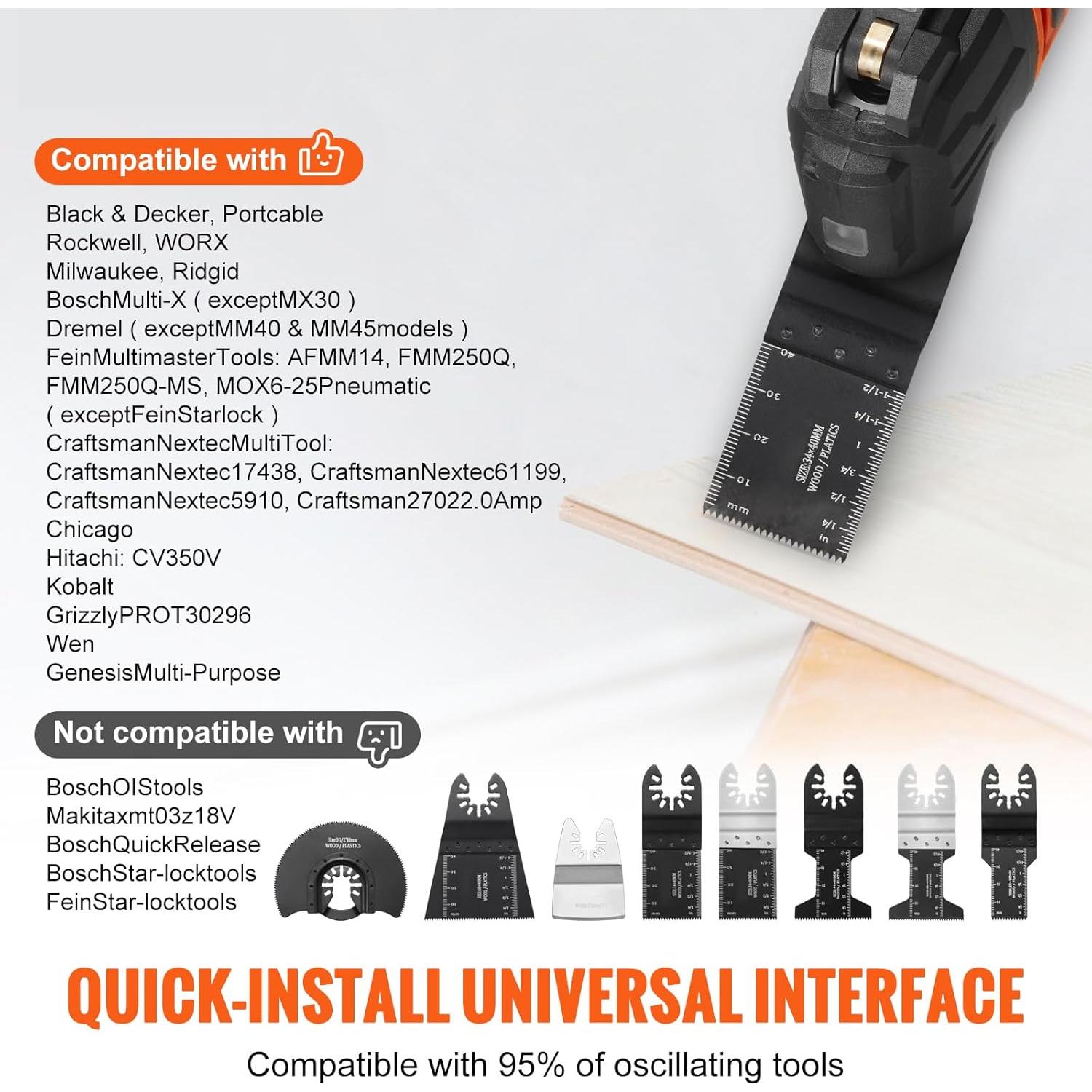 Kit de 30 Cuchillas Multiusos Happybuy para Herramientas Oscilantes