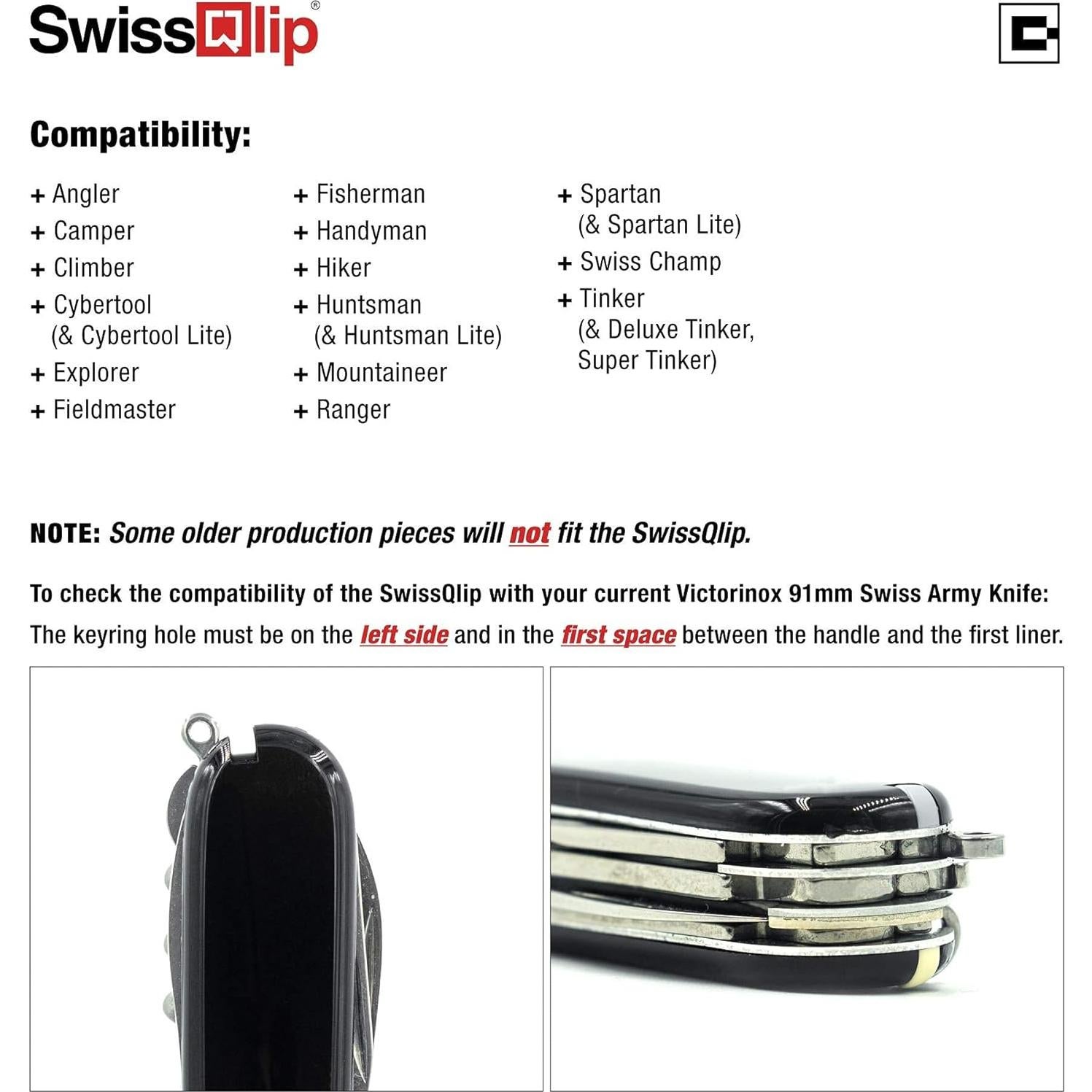 Paquete Clip & Carry SwissQlip para cuchillo Victorinox 91mm