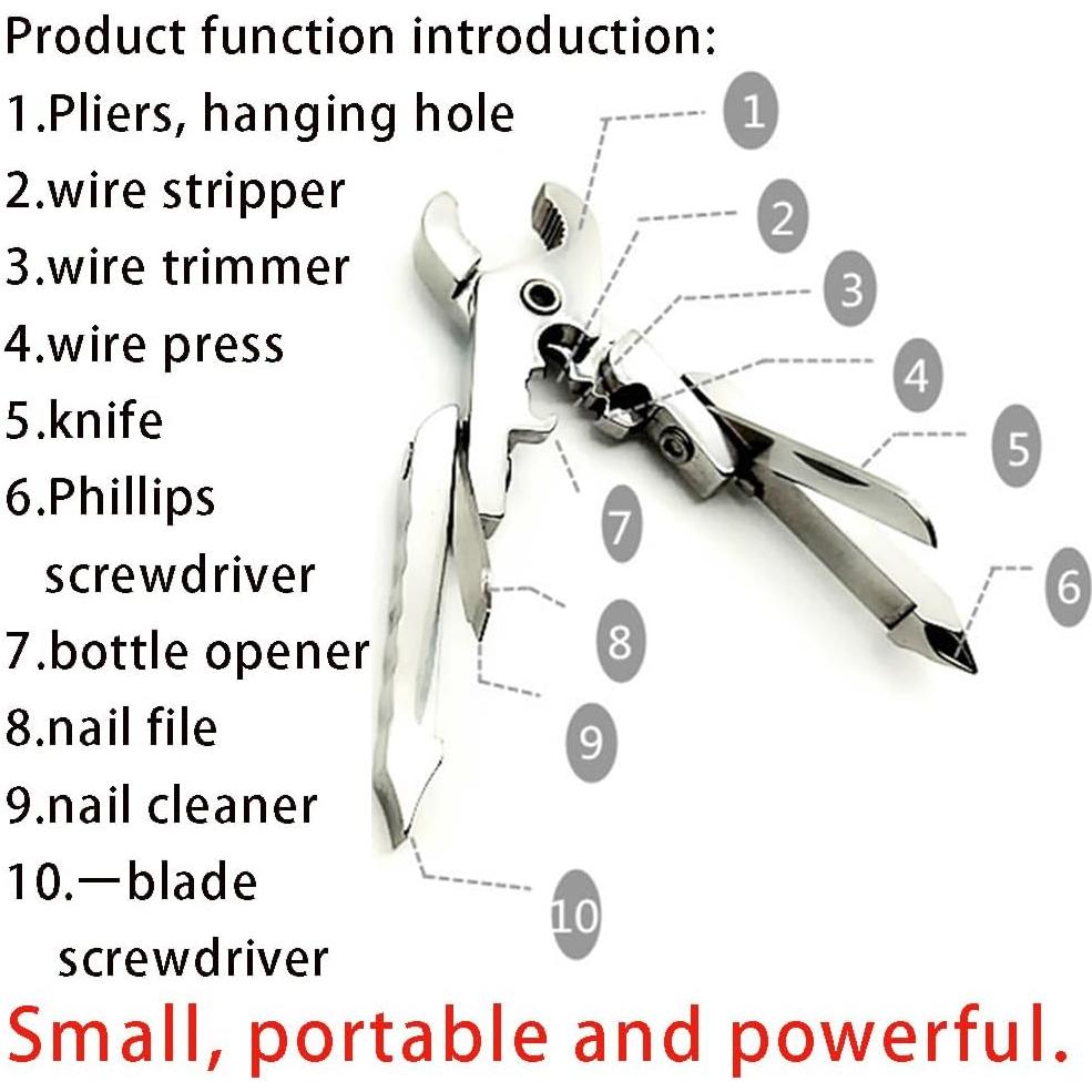 Alicate Multifuncional Plegable OULIGET 10 en 1 Acero Inoxidable