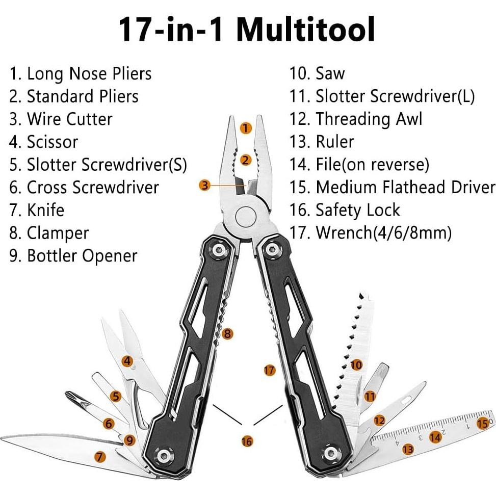 Multiherramienta 17 en 1 Logrand de Acero Inoxidable para Camping