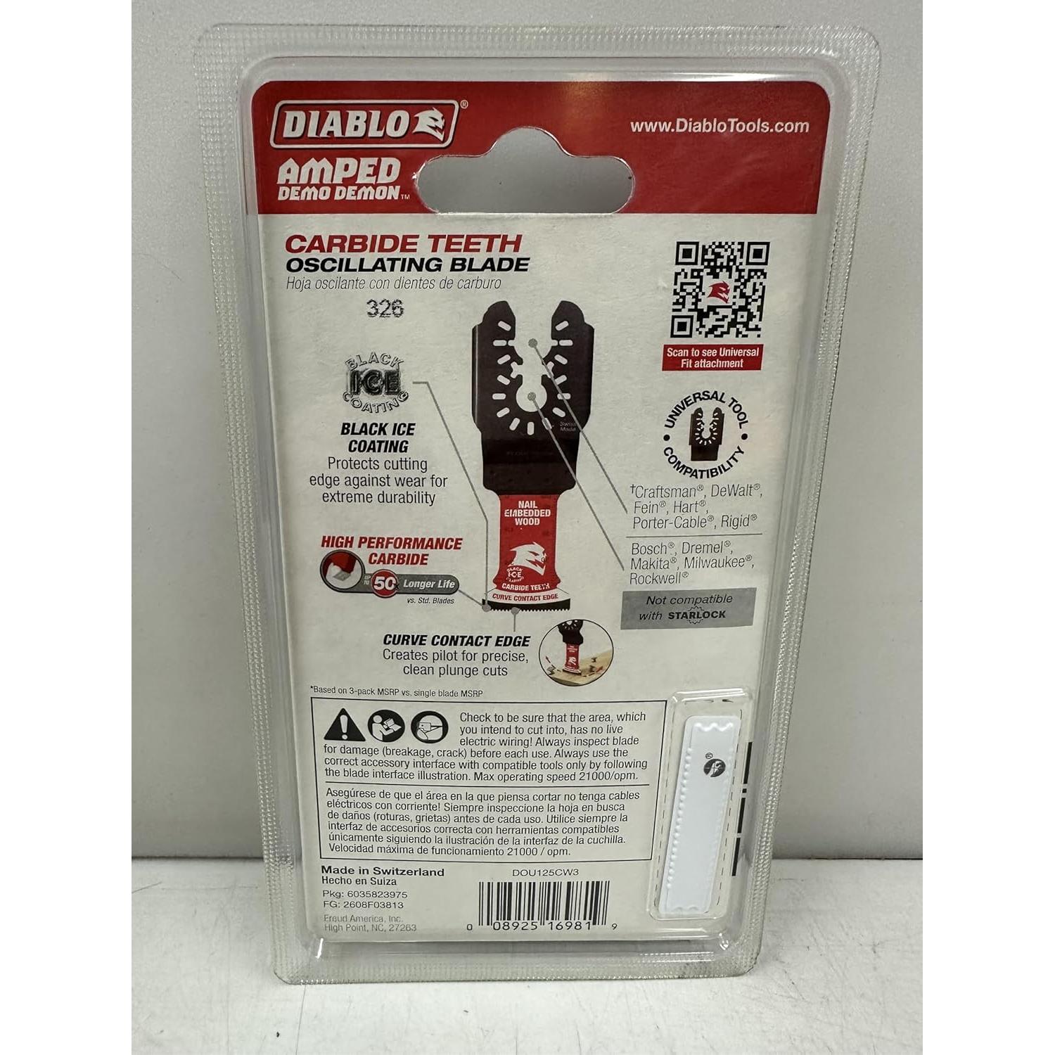 Cuchilla Oscilante Diablo AMPED Demo Demon Carburo 3 Pzas