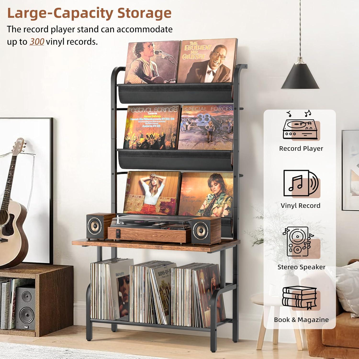 Soporte para Tocadiscos Tewinko con Estante para 300 Discos