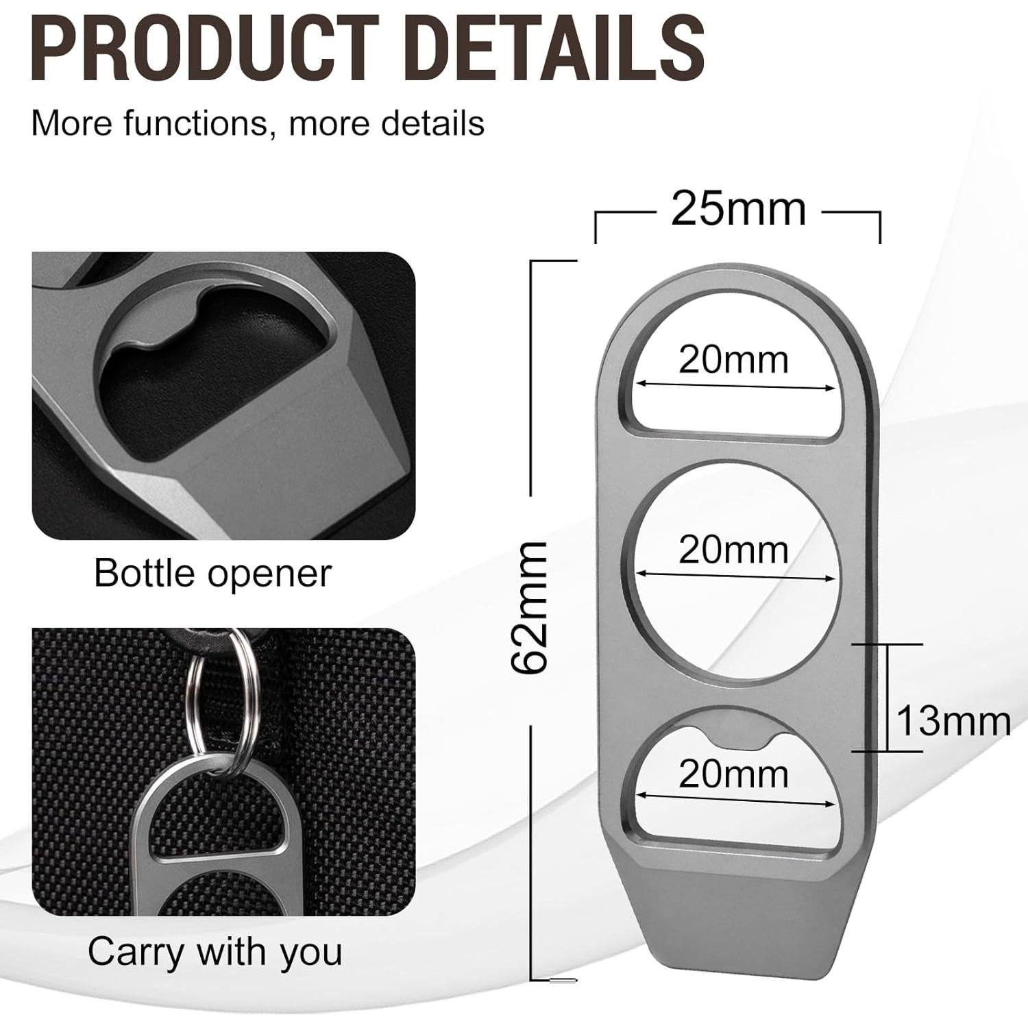 Abrebotellas de llavero IASINN de titanio EDC 62mm 68g