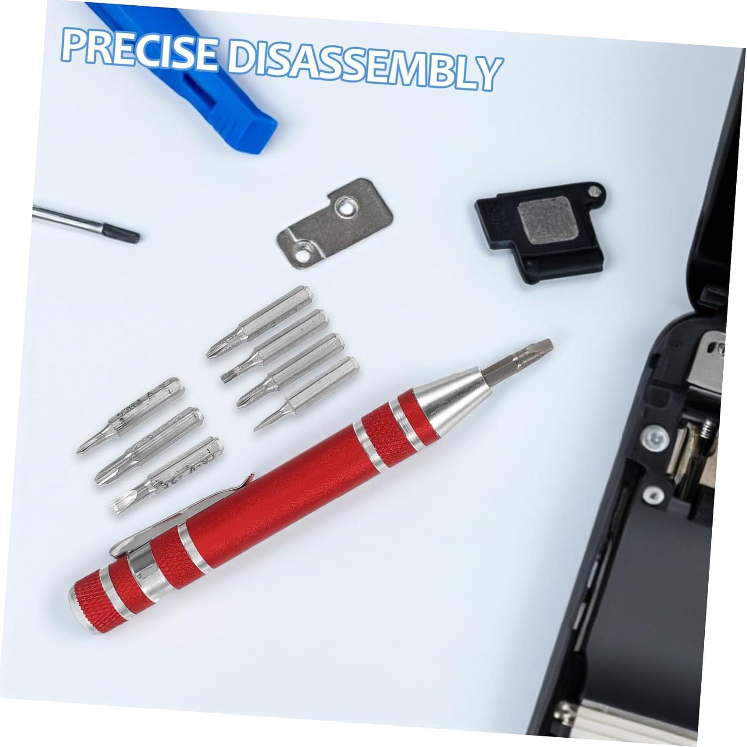 Juego de Destornilladores 8 en 1 VALICLUD Aluminio Rojo